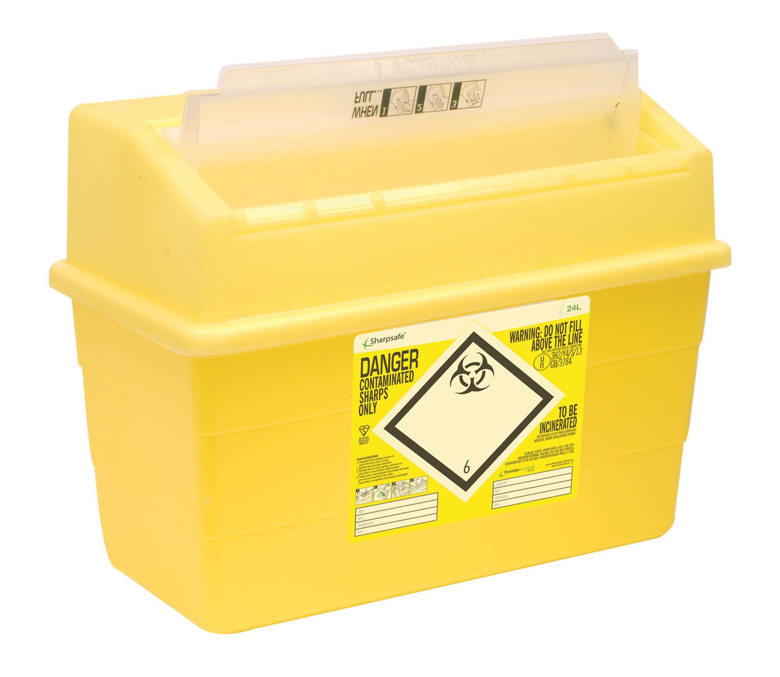 24L sharps disposal bins with protected access box of 10 (SKU