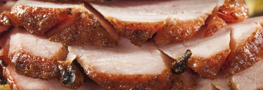 BBQ Glazed leg of ham with English mustard
