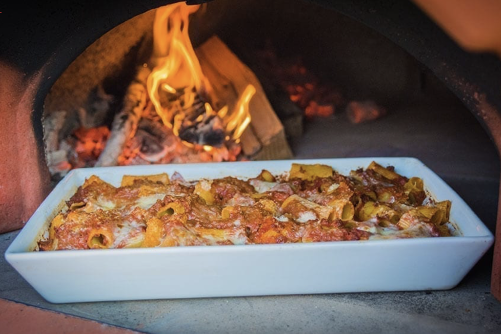 Real wood taste baked pasta