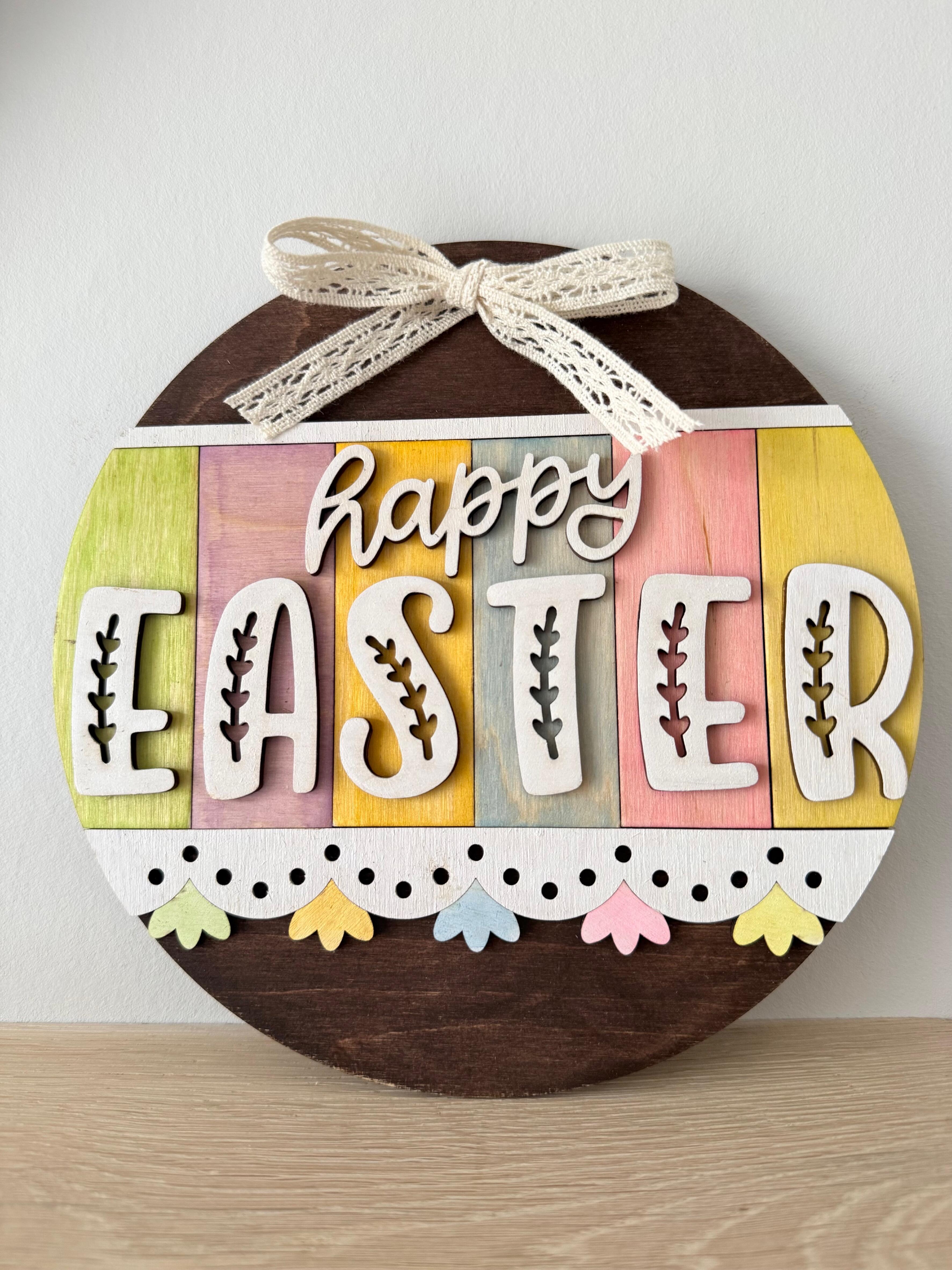 Pastel Easter door decoration