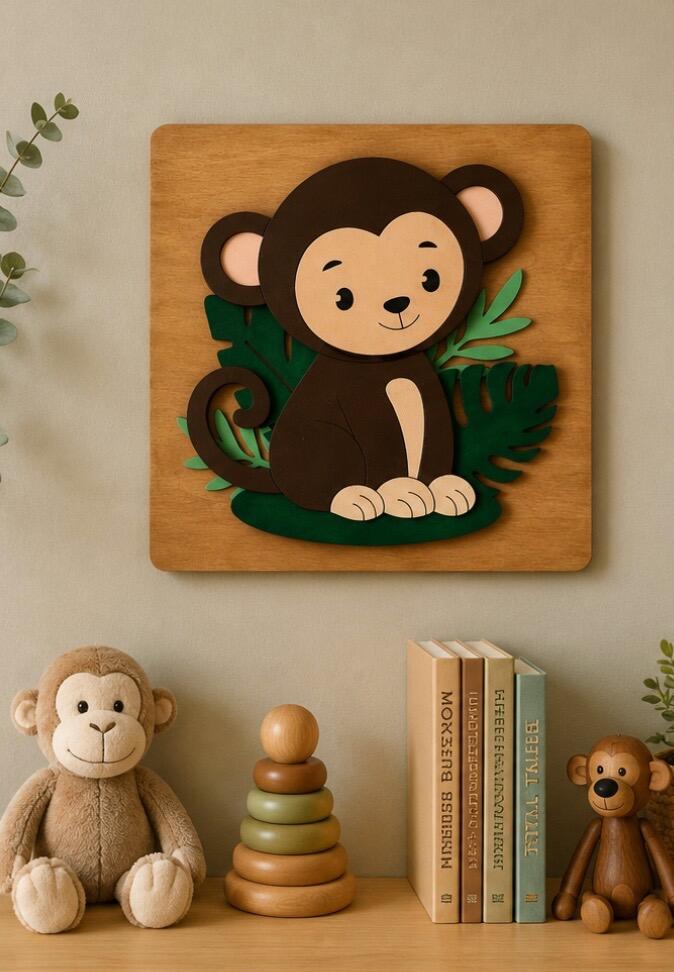 Milo monkey nursery wall art by Red berry crafts
