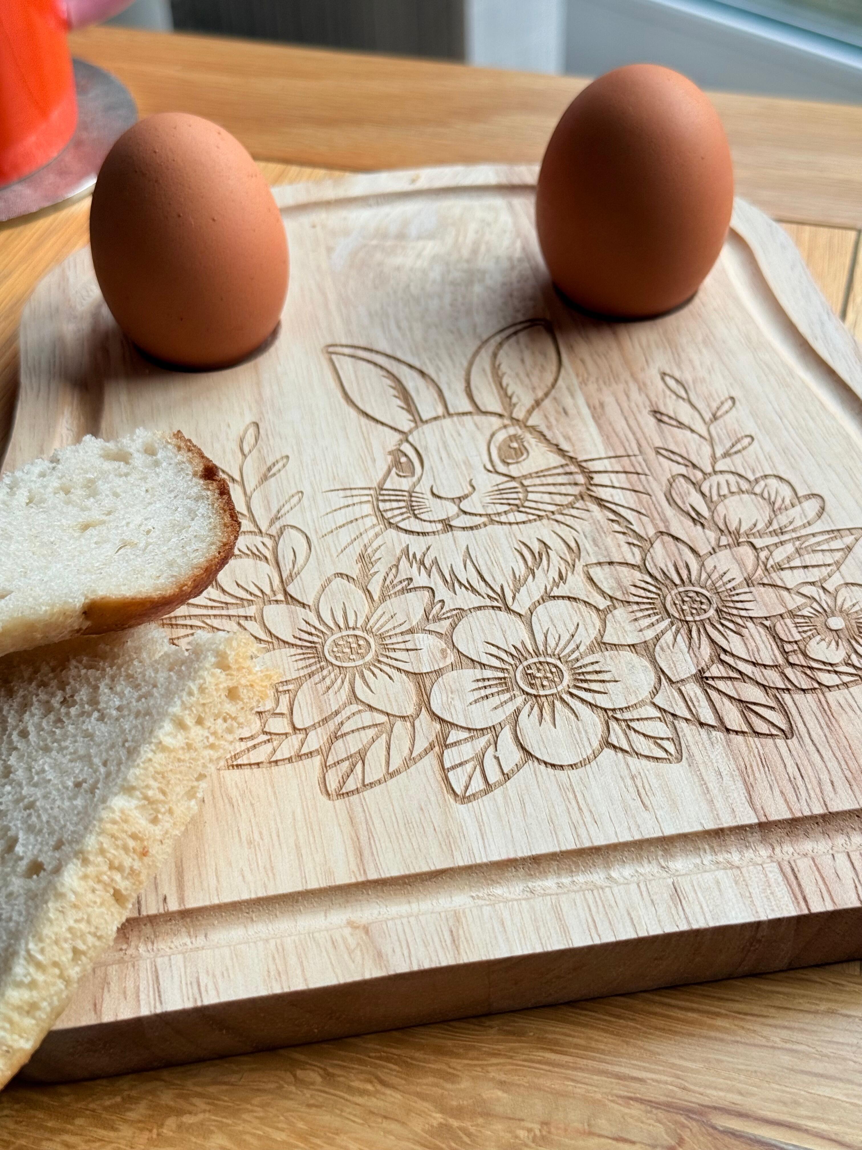 Bunny floral engraved serving board