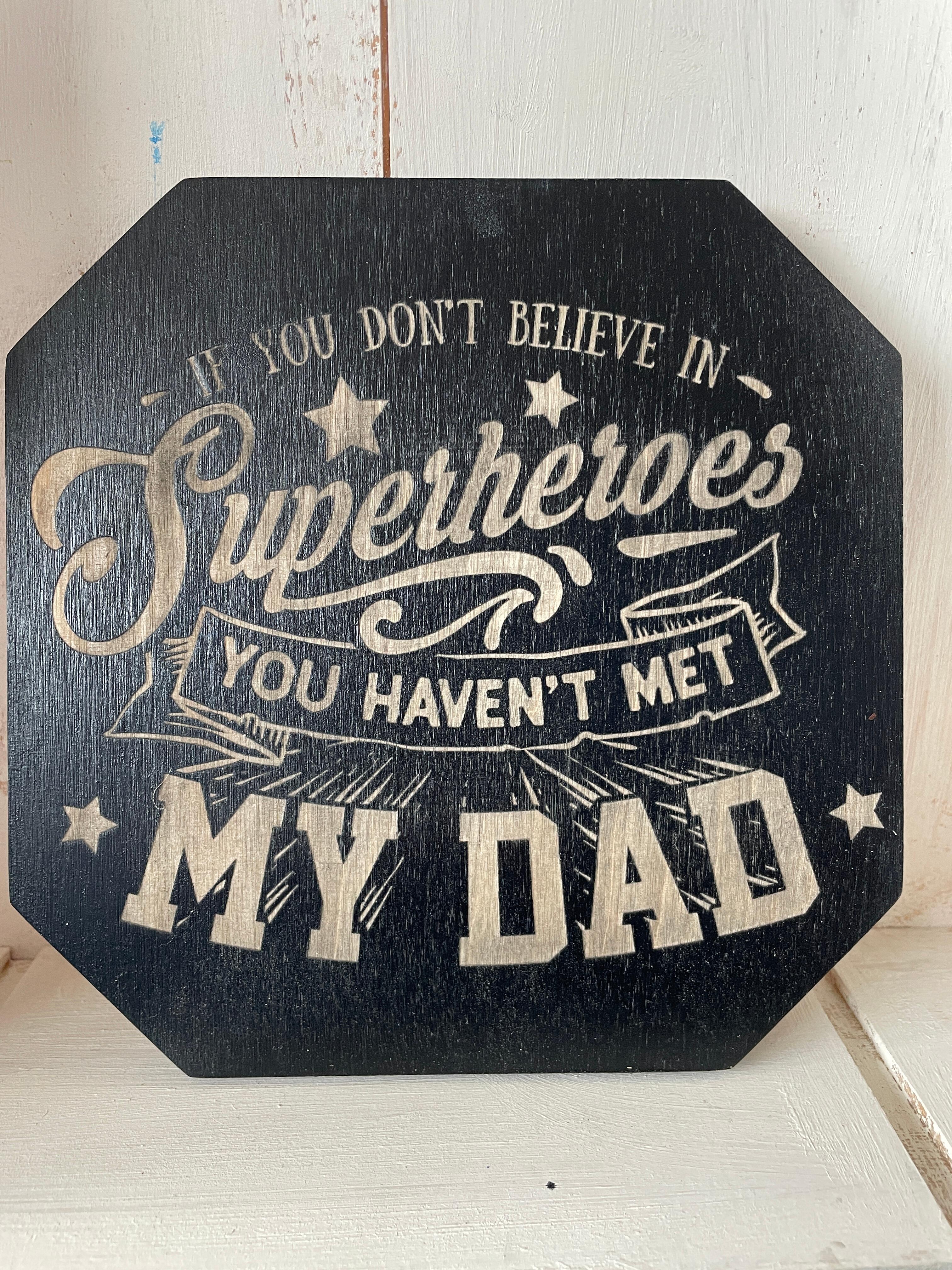 Laser engraved black wooden dad wall sign UK