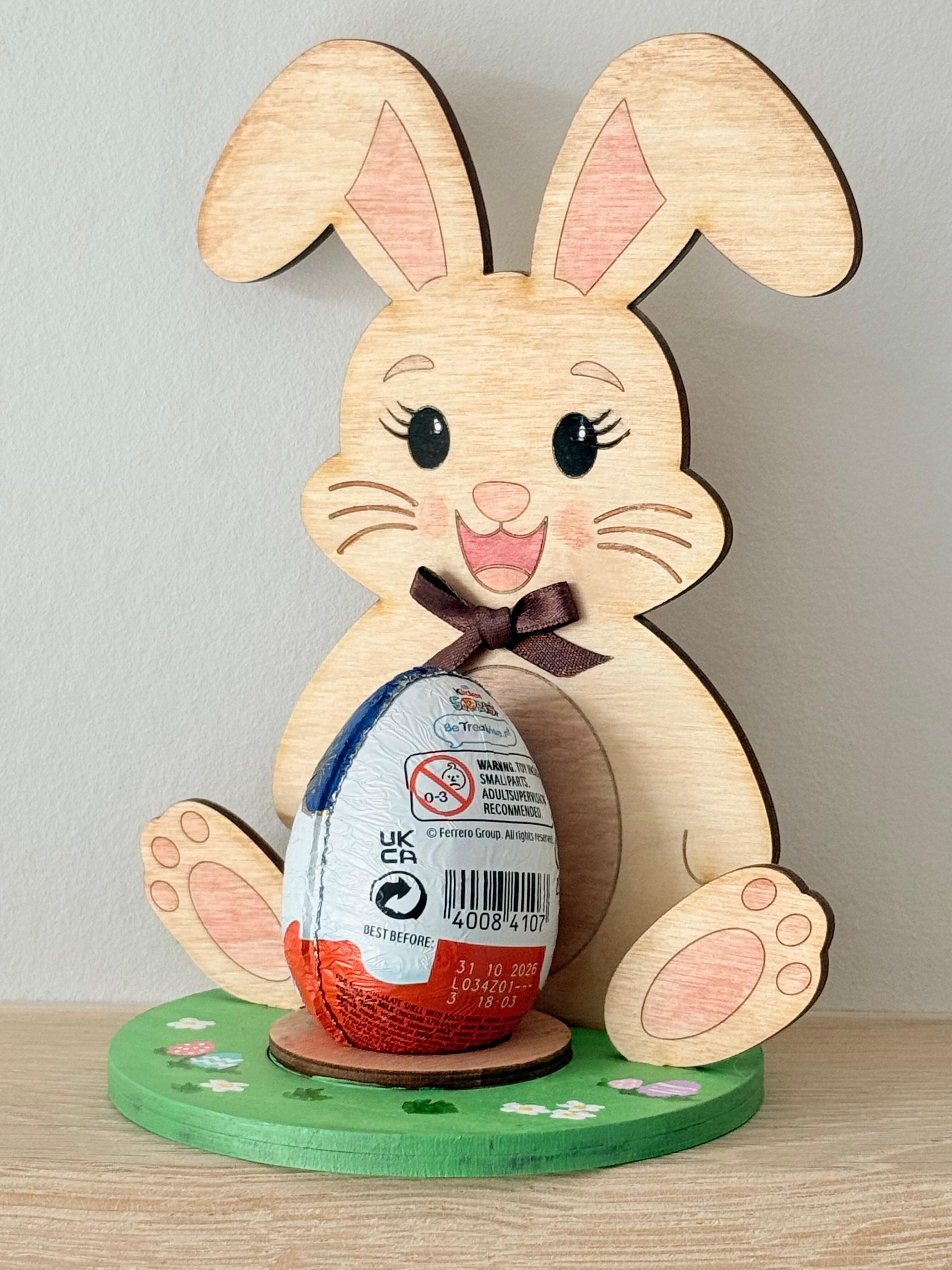 Hand painted wooden bunny Easter egg holder UK