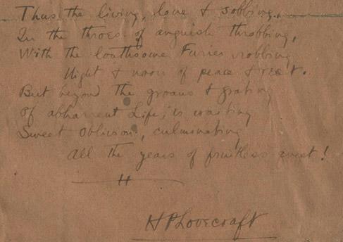 H. P. Lovecraft, Despair: the holograph manuscript