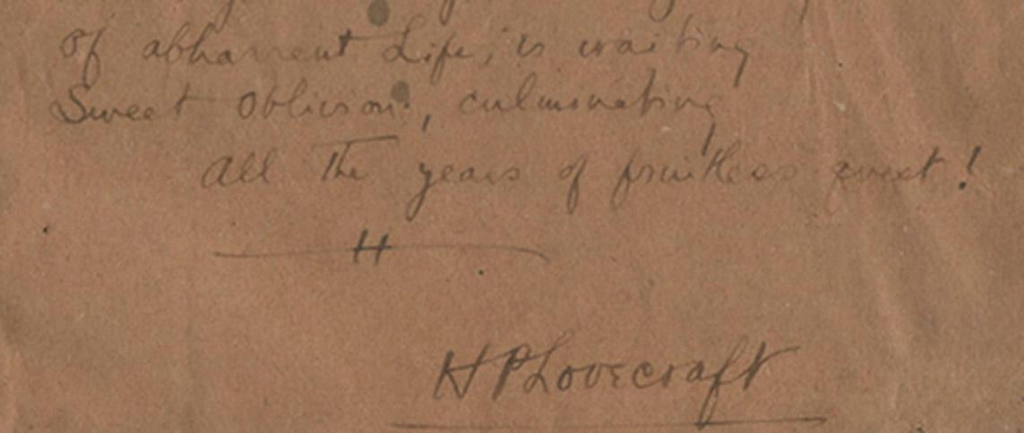 H. P. Lovecraft, Despair: the holograph manuscript