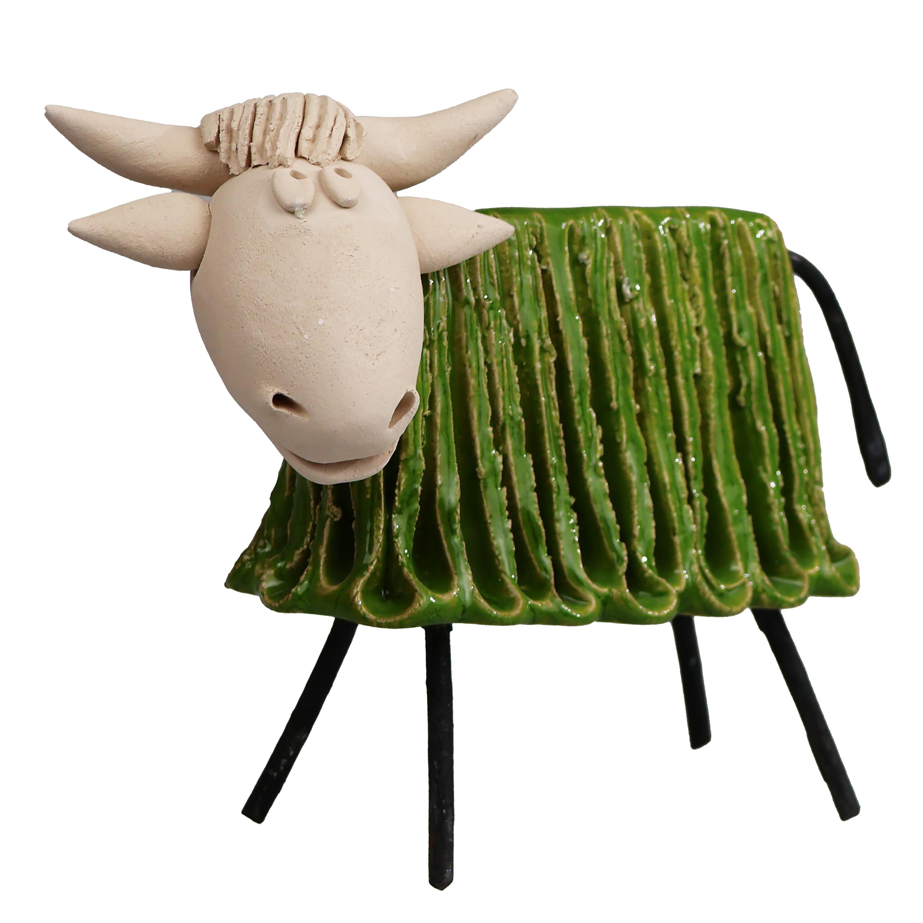 Handmade Ceramic Highland Cow Statue in Various Colours