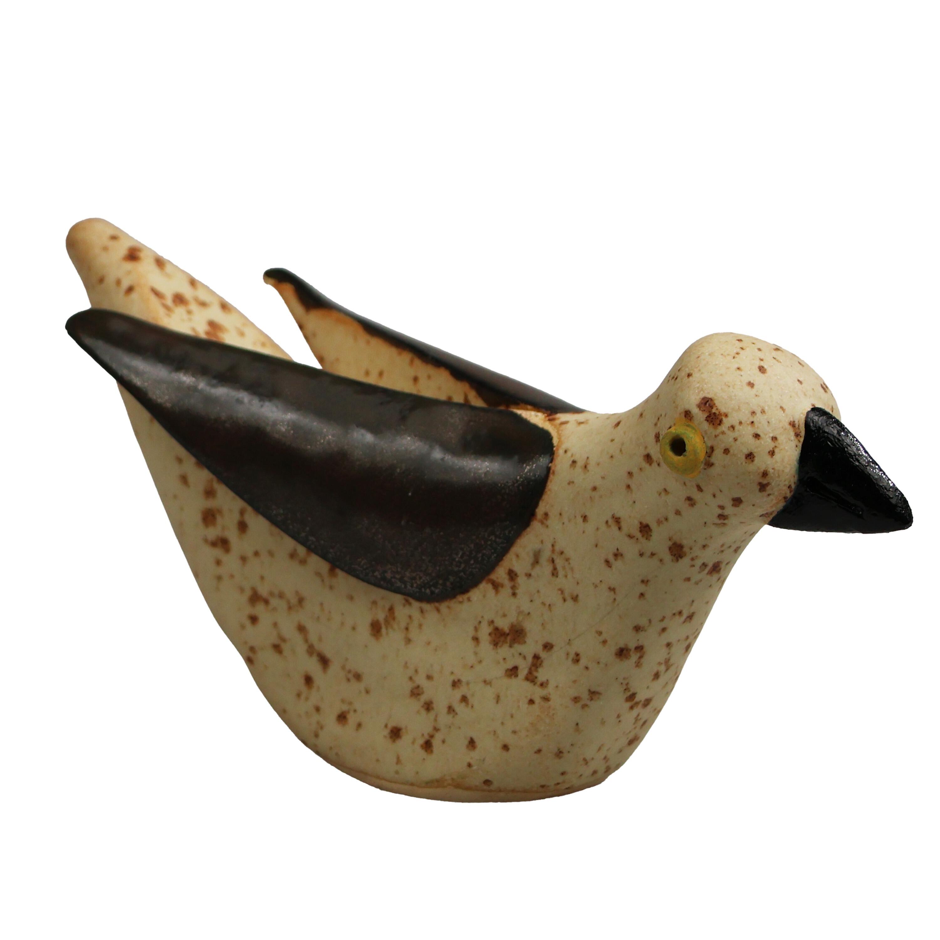 Handmade Ceramic Seagull – Two Tone Pottery Bird Ornament, Coastal Home Décor, Artisan Seaside Gift