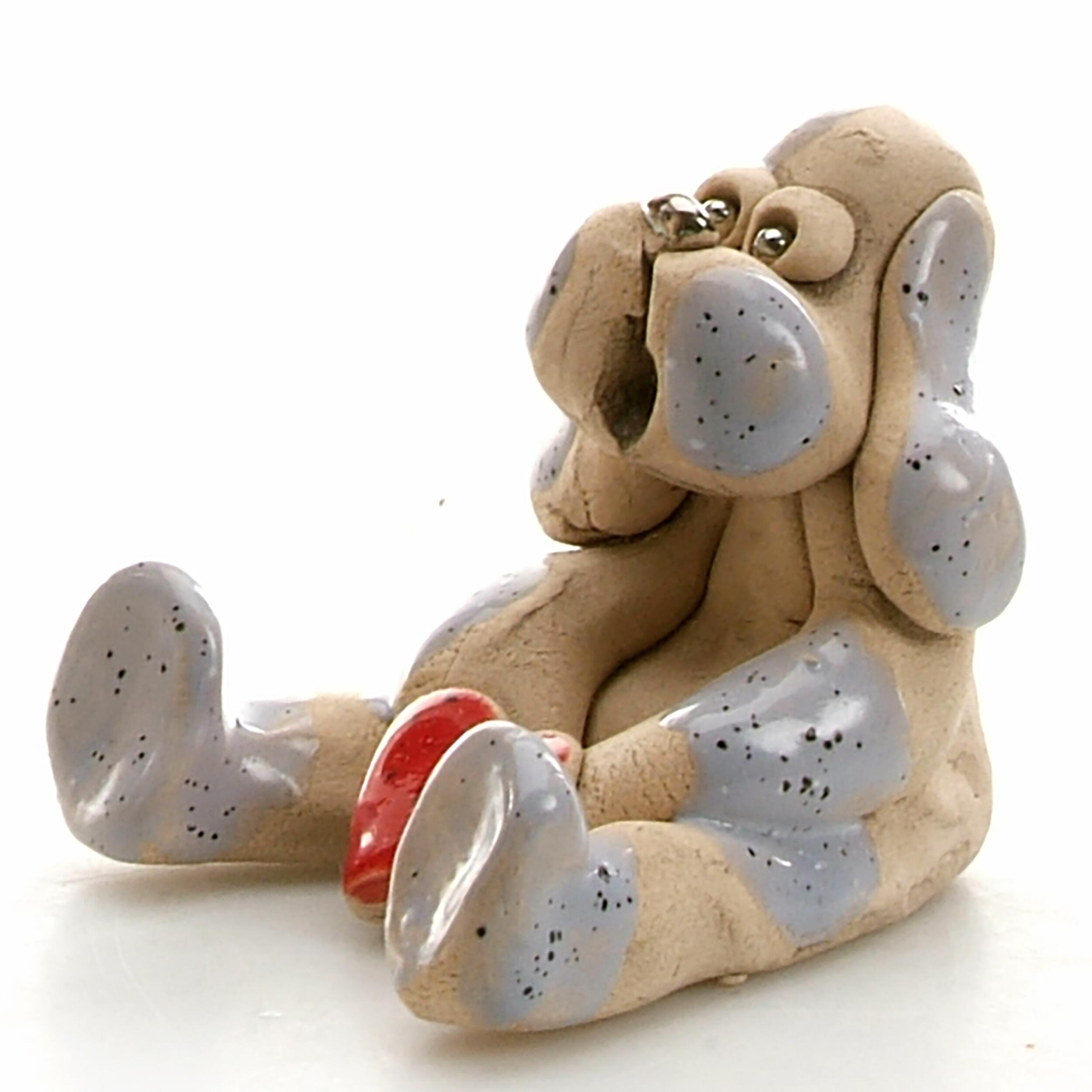 Small Sitting Dogs with Red Heart Figurine | Various Colours