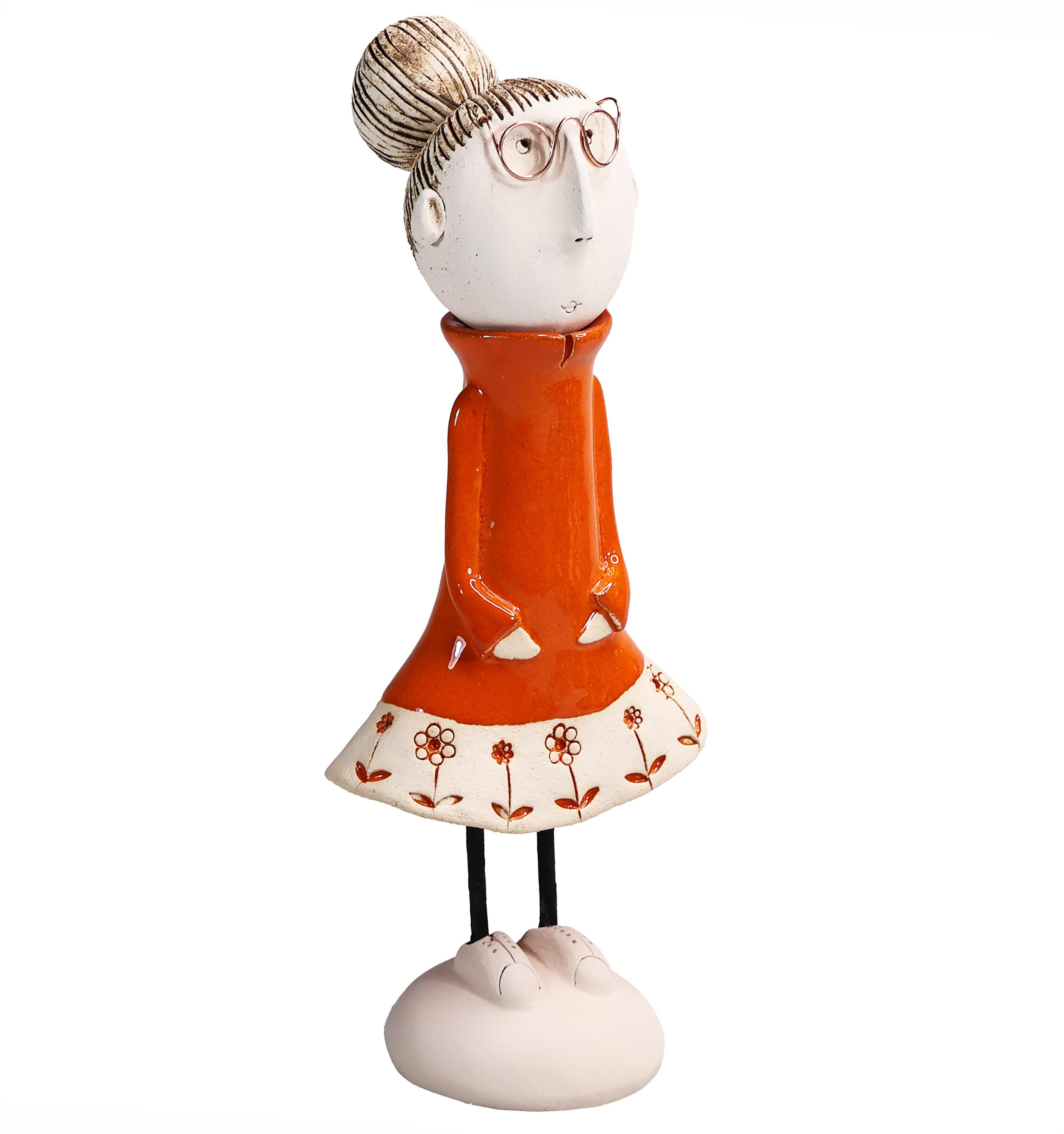 Handmade Ceramic Girl Figurine with Bun Hairstyle | Couples Home Décor Gift