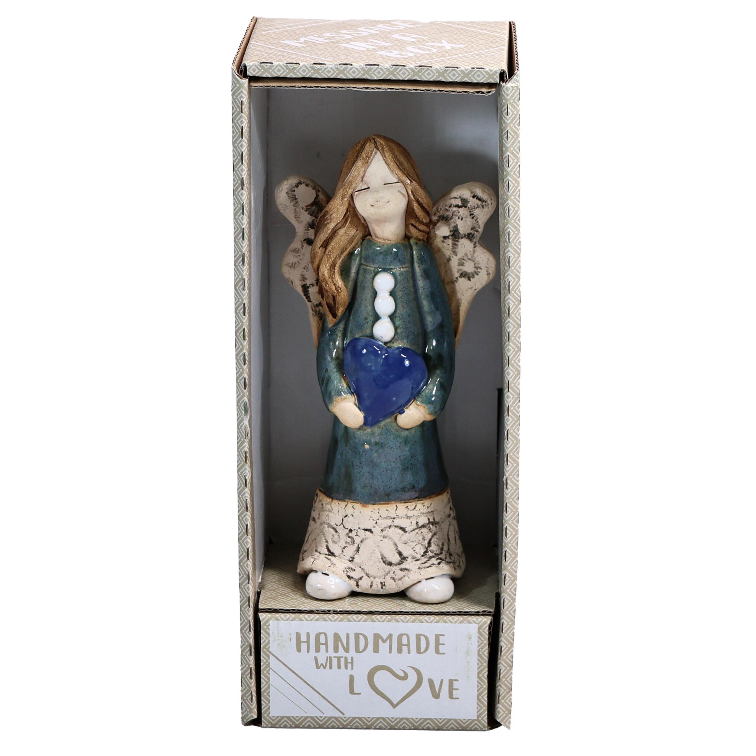 Angel Figurine with Blue Heart | Family is the Heart of Home