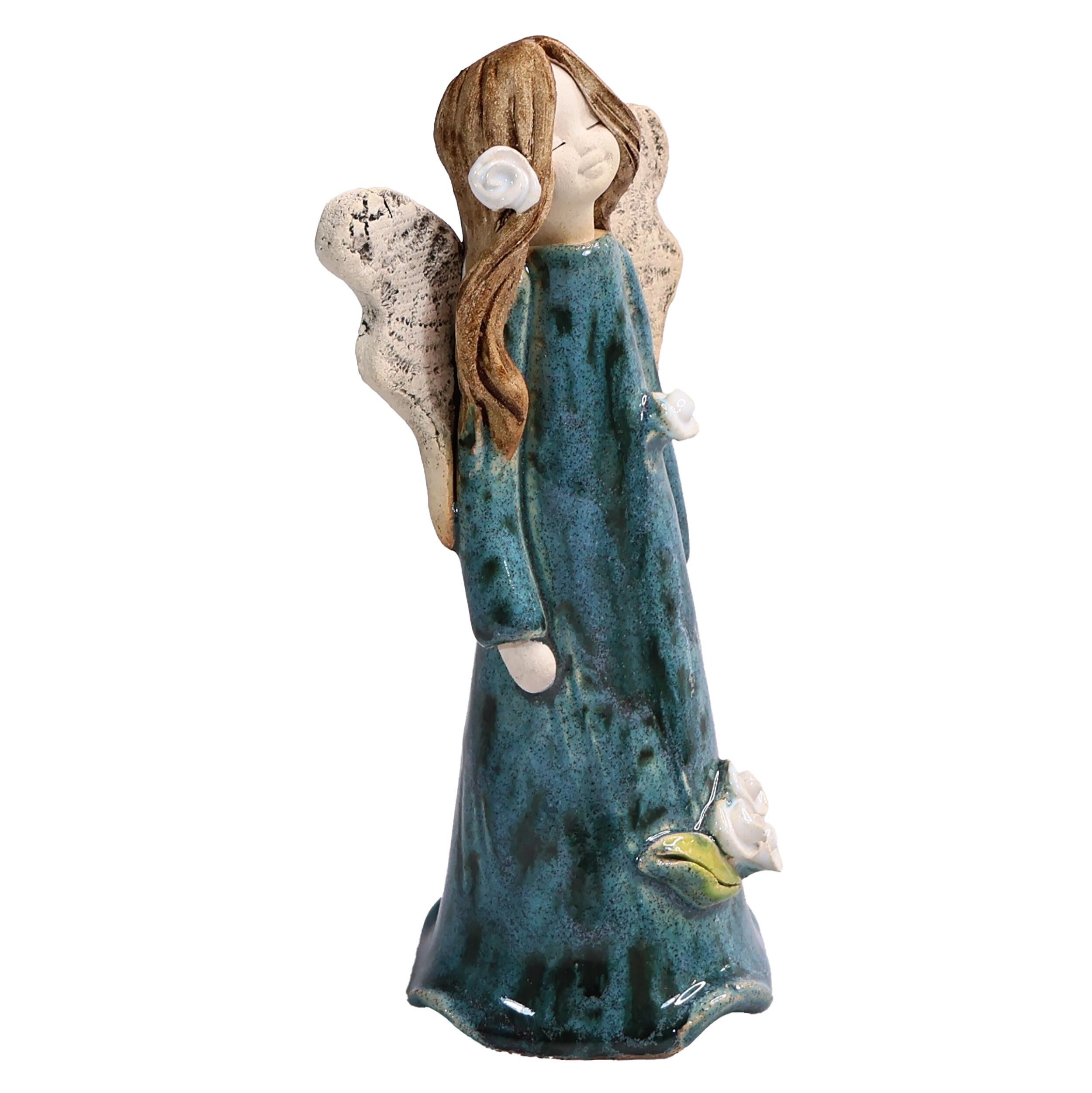 A charming handmade ceramic angel adorned with roses, complete with a heartfelt message card: “I love you from the bottom of my heart to the tips of my toes.”