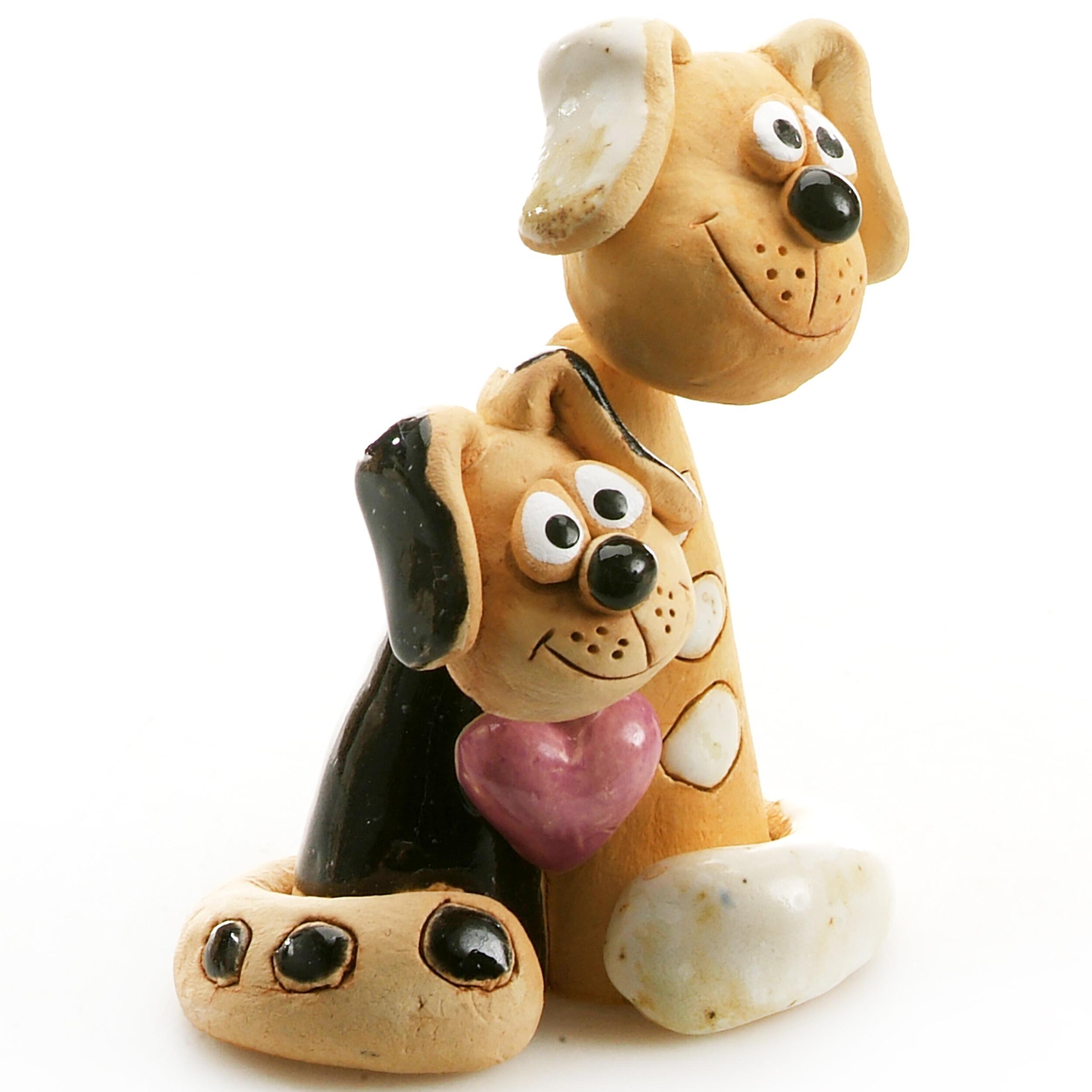 Magical Dog Couple with Pink Heart | Black & White Patches