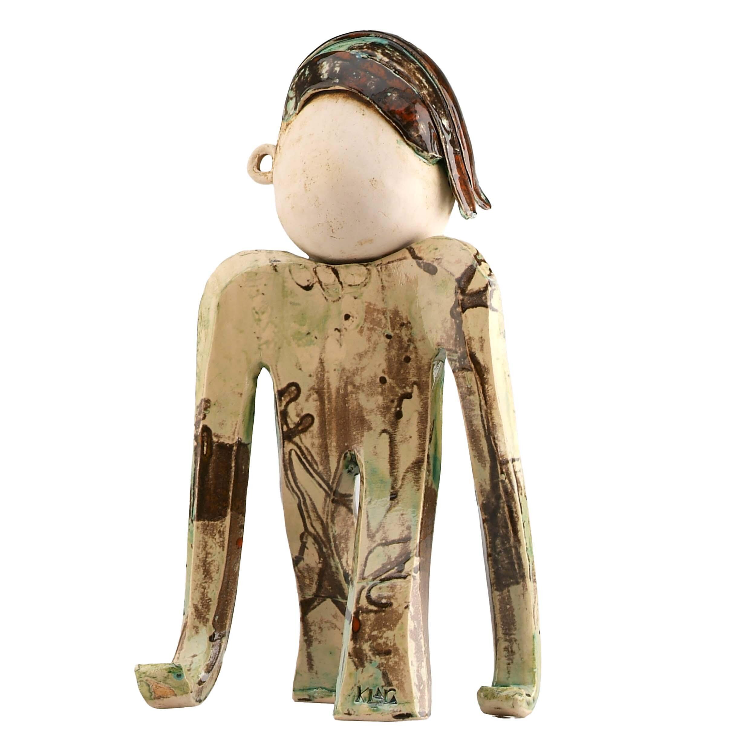Large Handmade Contemporary Ceramic Statue Quirky Mustache Man