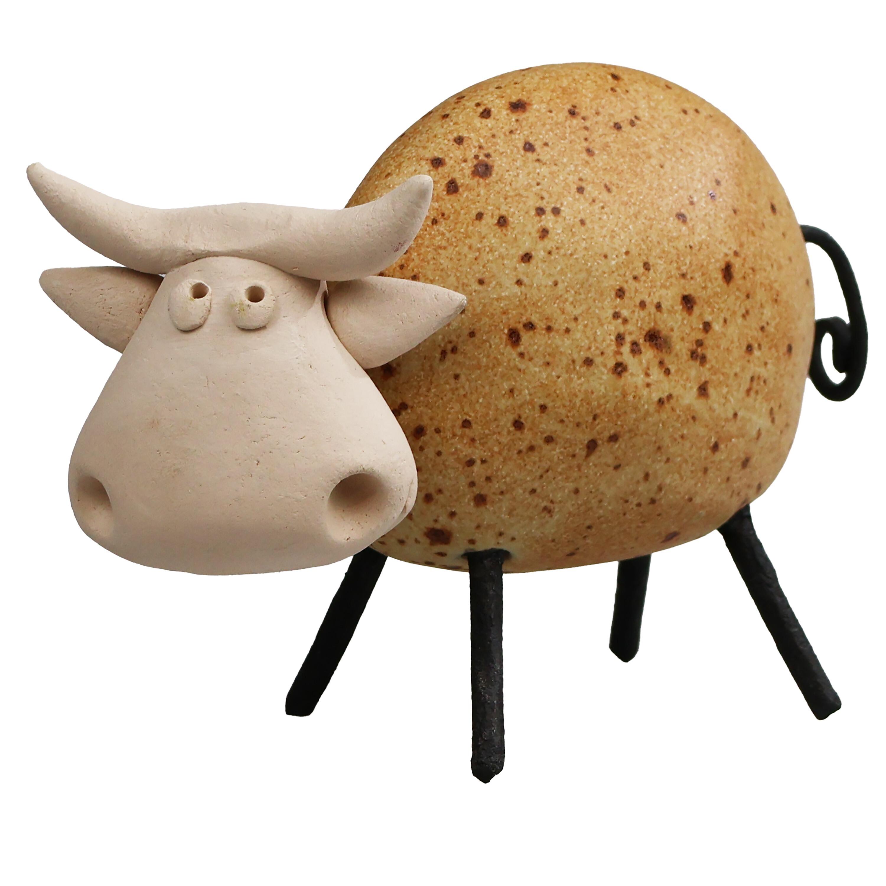 Happy Cow with Metal Legs Ornament | Various Colours
