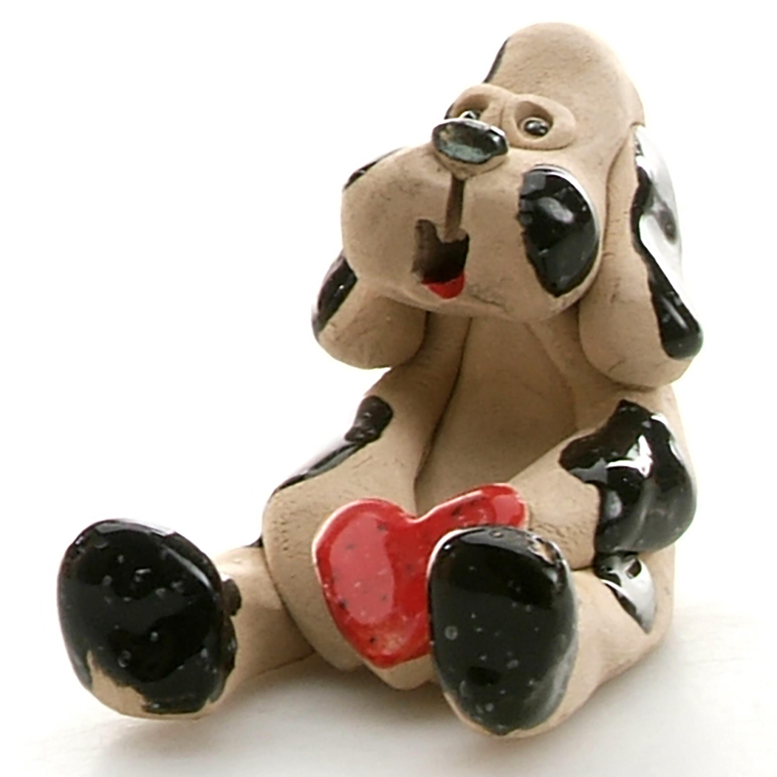 Small Sitting Dogs with Red Heart Figurine | Various Colours