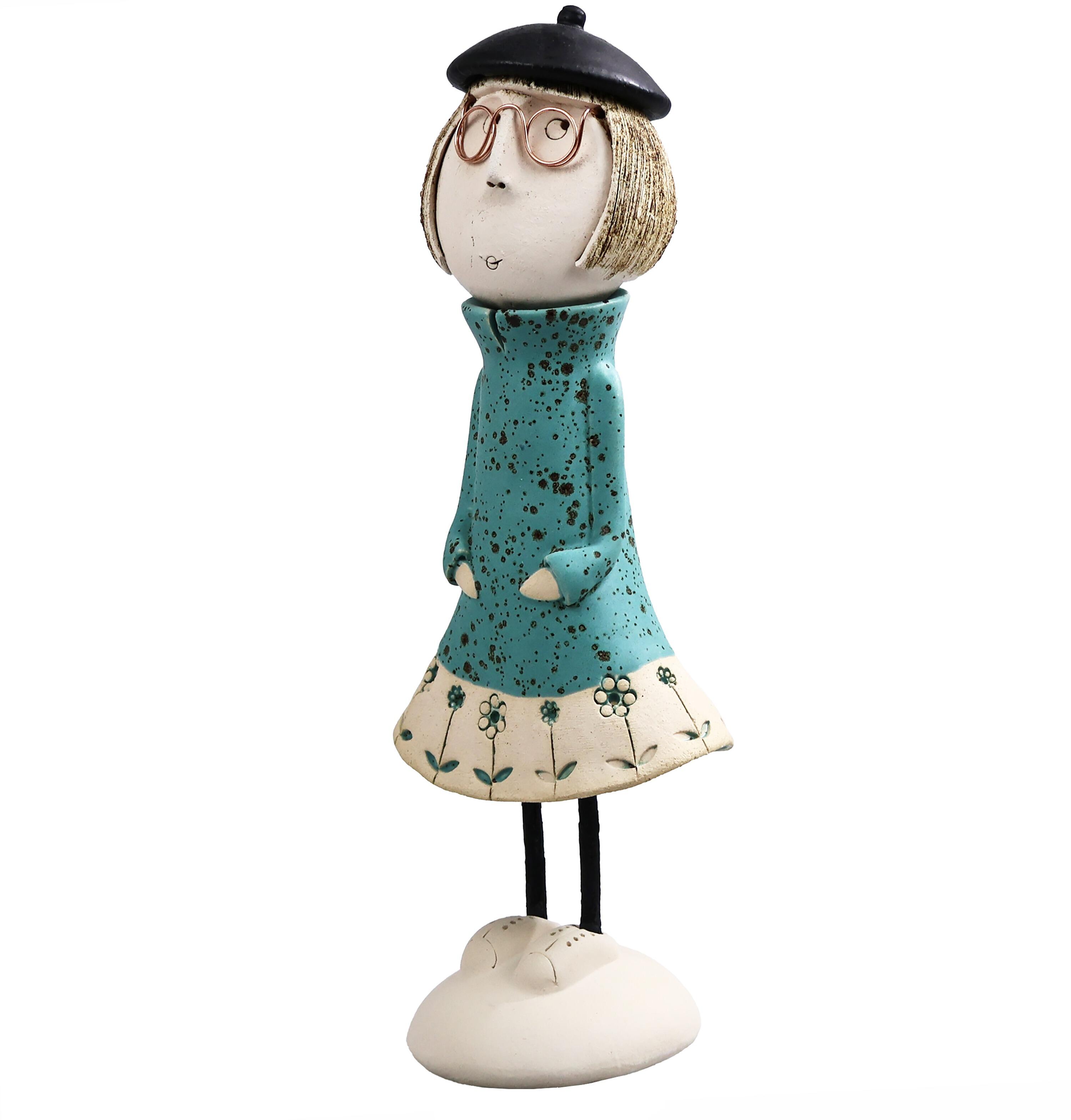 Handmade Ceramic Girl Figurine with Bob Hairstyle | Couples Home Décor Gift
