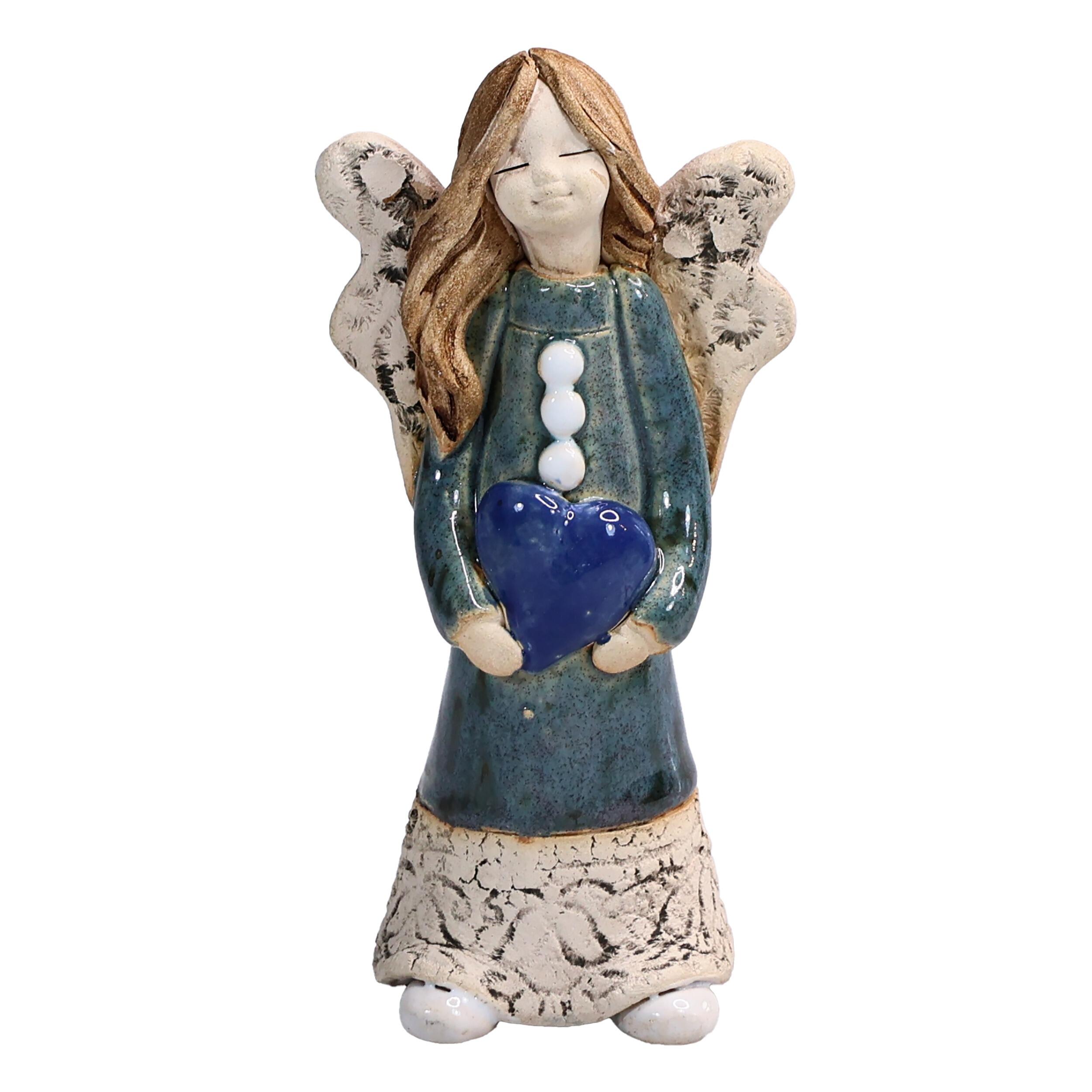 Angel Figurine with Blue Heart | Family is the Heart of Home