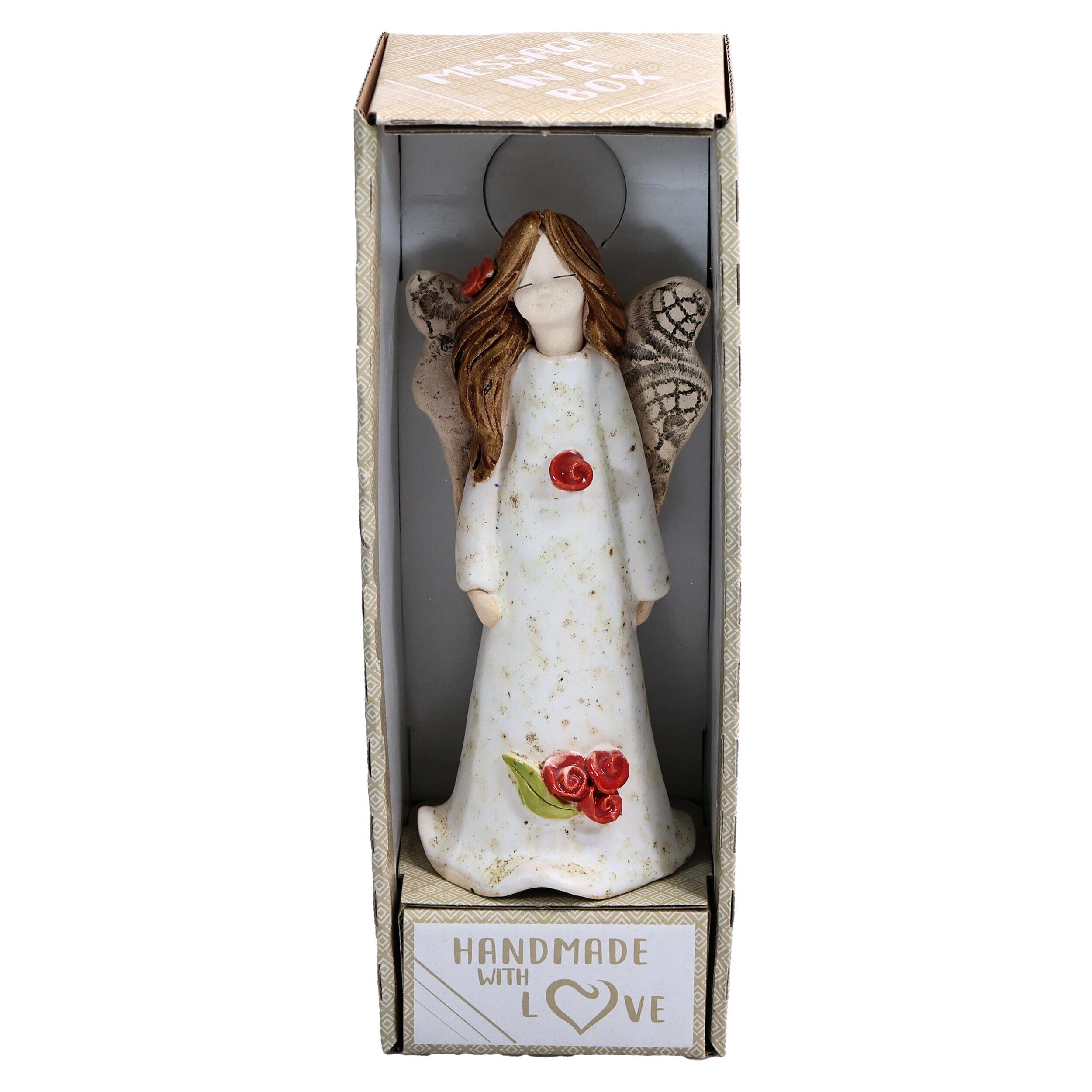 Angel Figurine with Red Roses | Angel of Wellbeing
