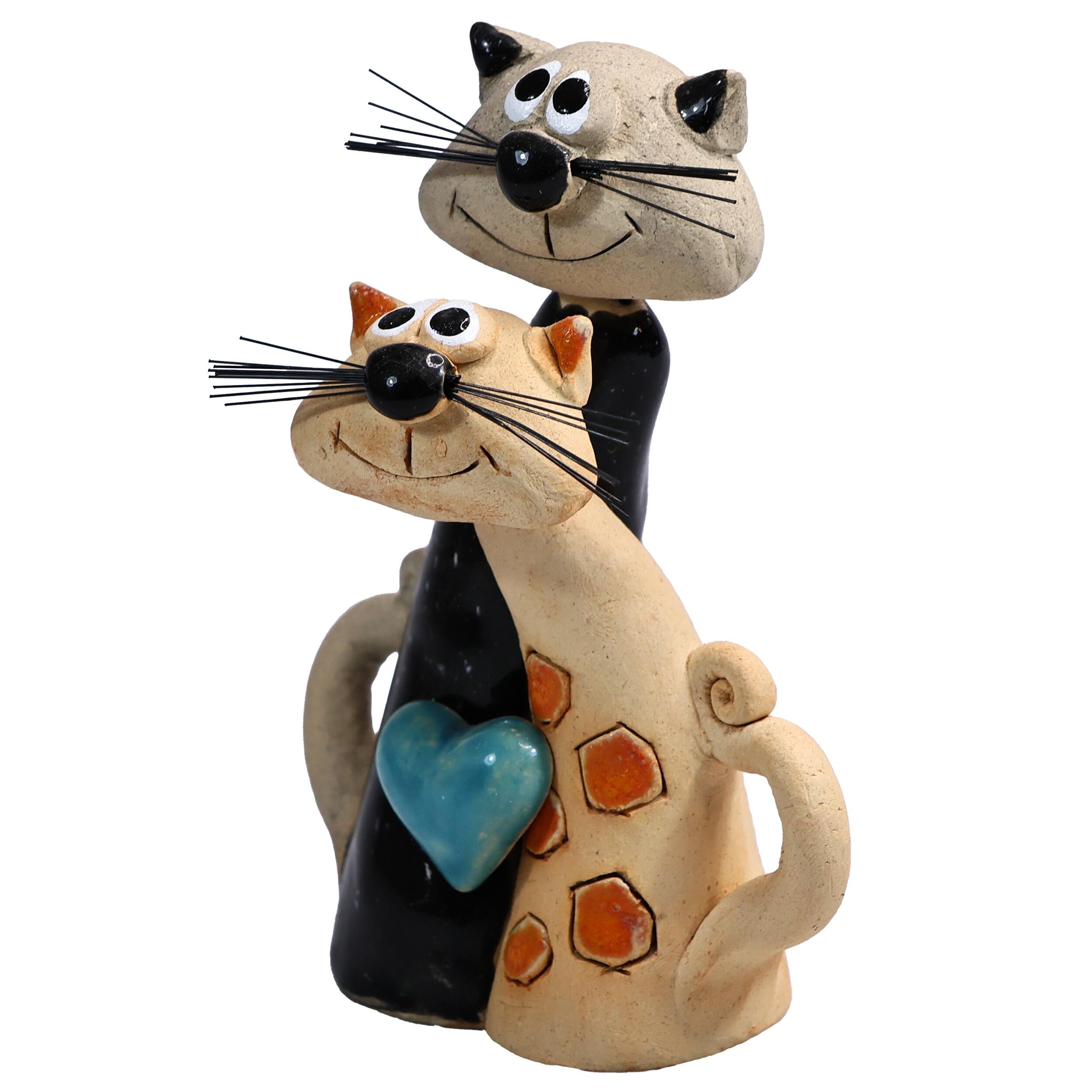 Magical Cat Pair with Blue Heart Friendship Figurine