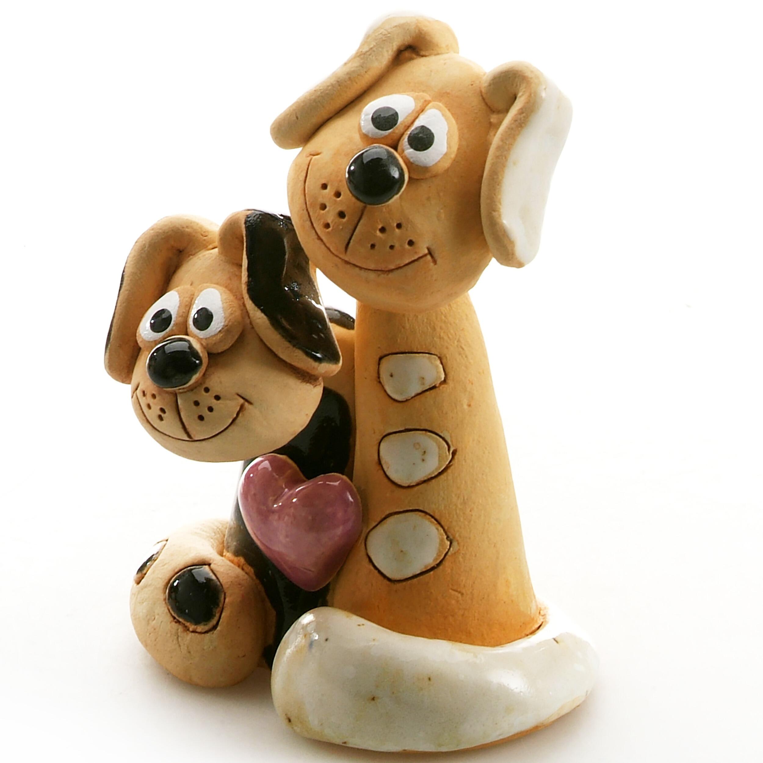 Magical Dog Couple with Pink Heart | Black & White Patches