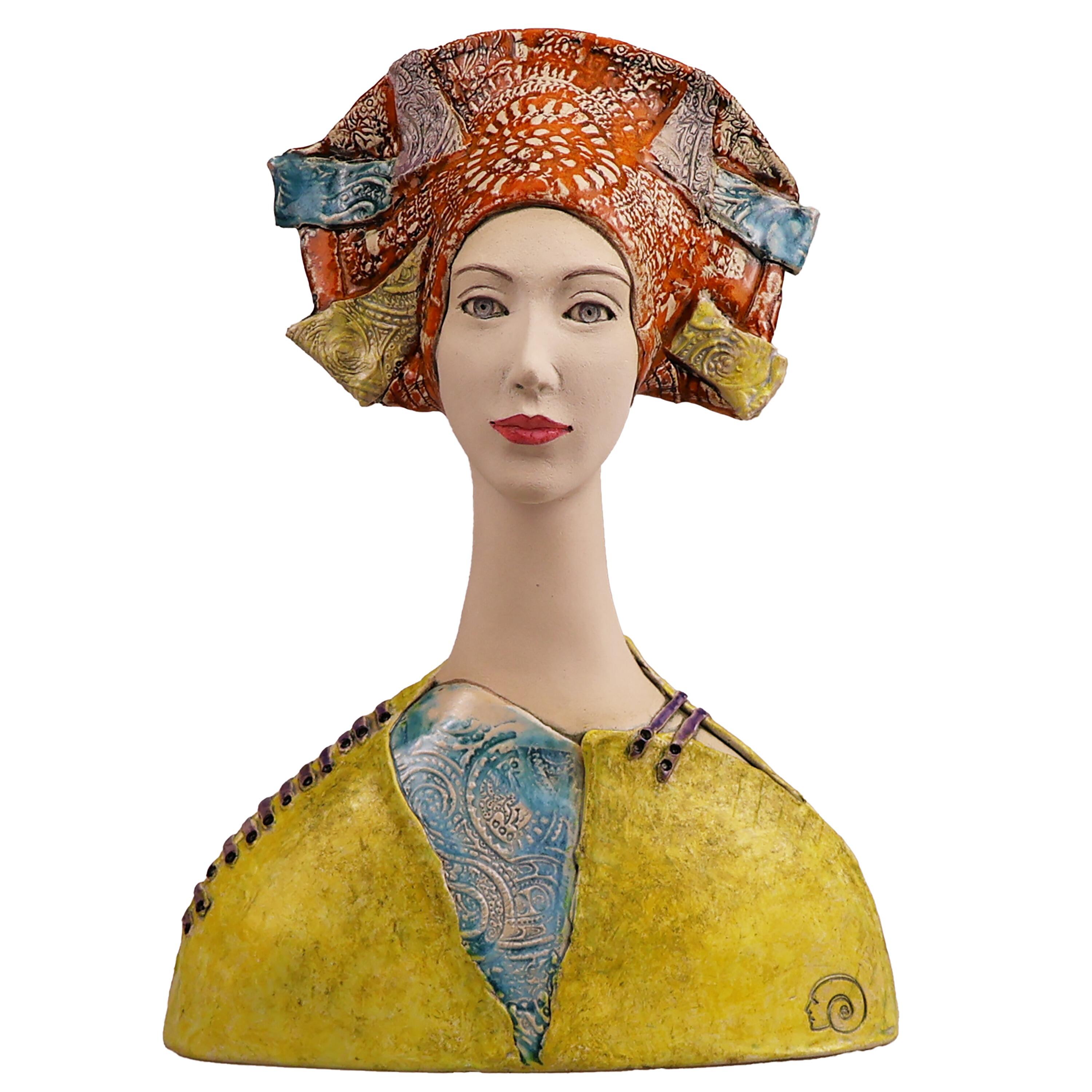 Art Deco Bust Sculpture in Lemon and Orange | Original one-off Sfculpture