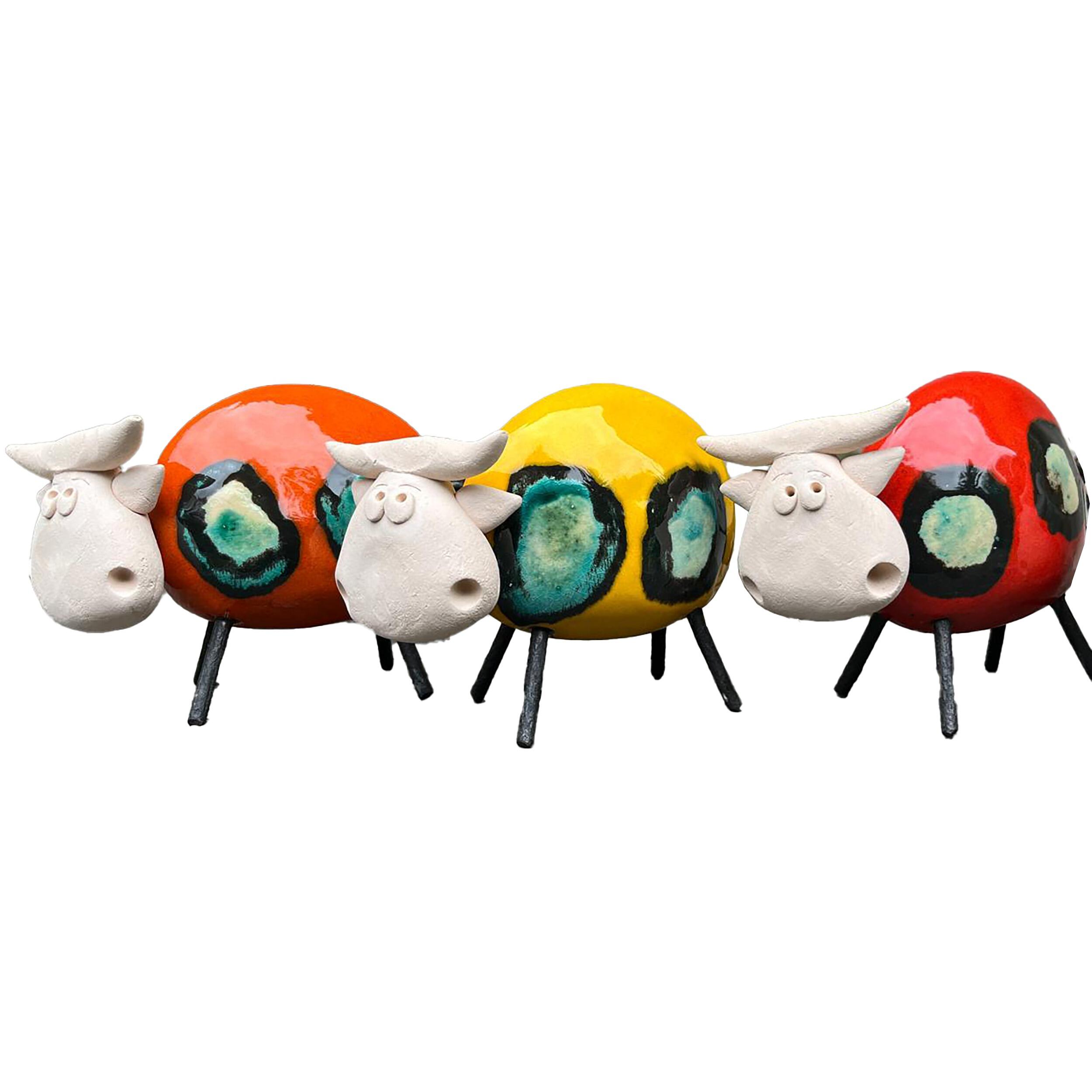 Happy Cow with Metal Legs Ornament | Various Colours