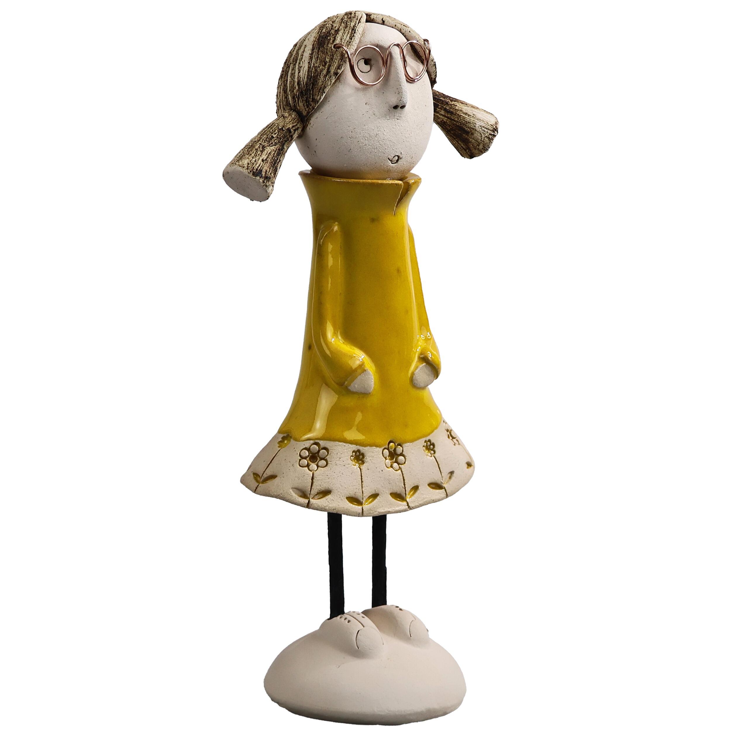 Handmade Ceramic Girl Figurine with Pigtails | Couples Home Décor Gift