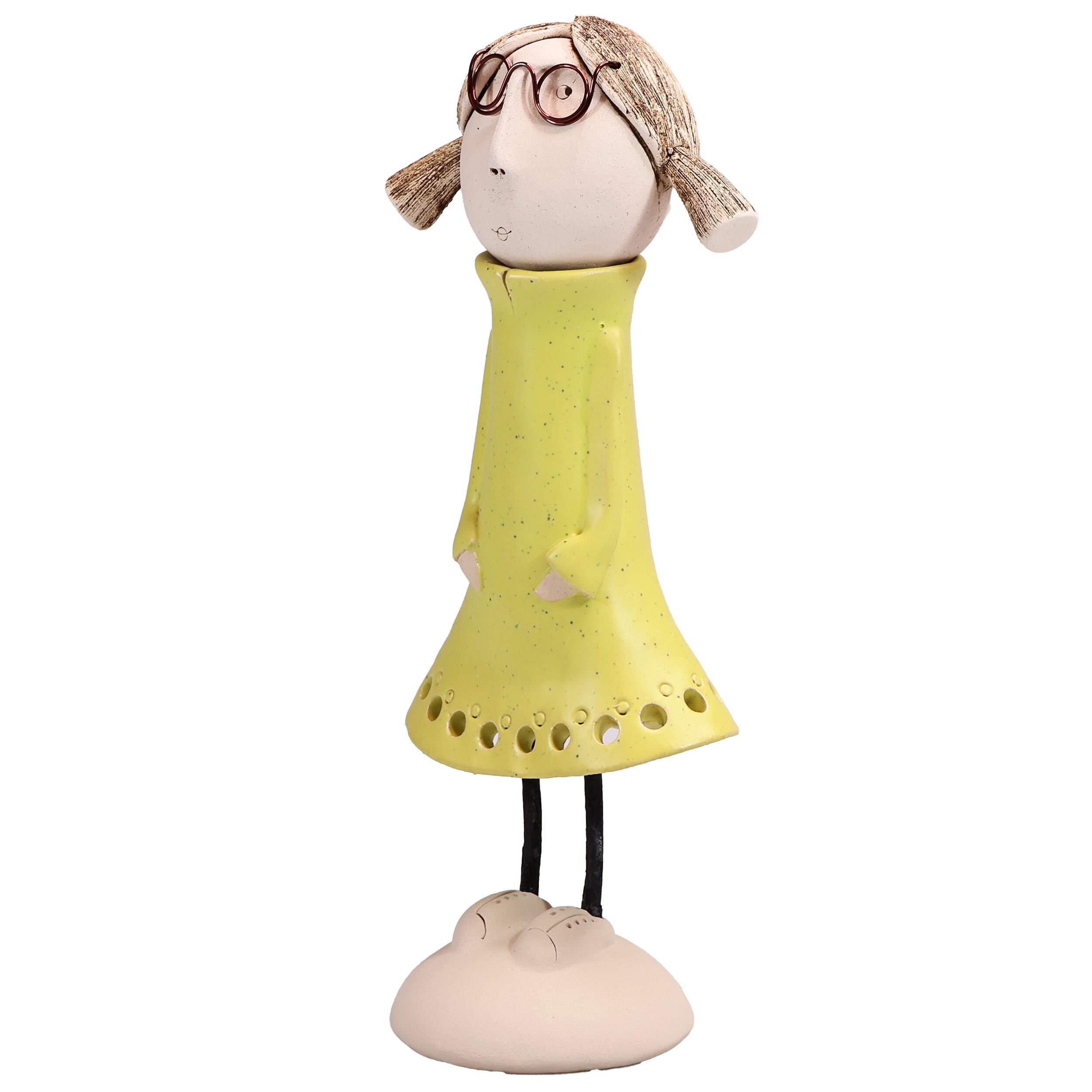 Handmade Ceramic Girl Figurine with Pigtails | Couples Home Décor Gift