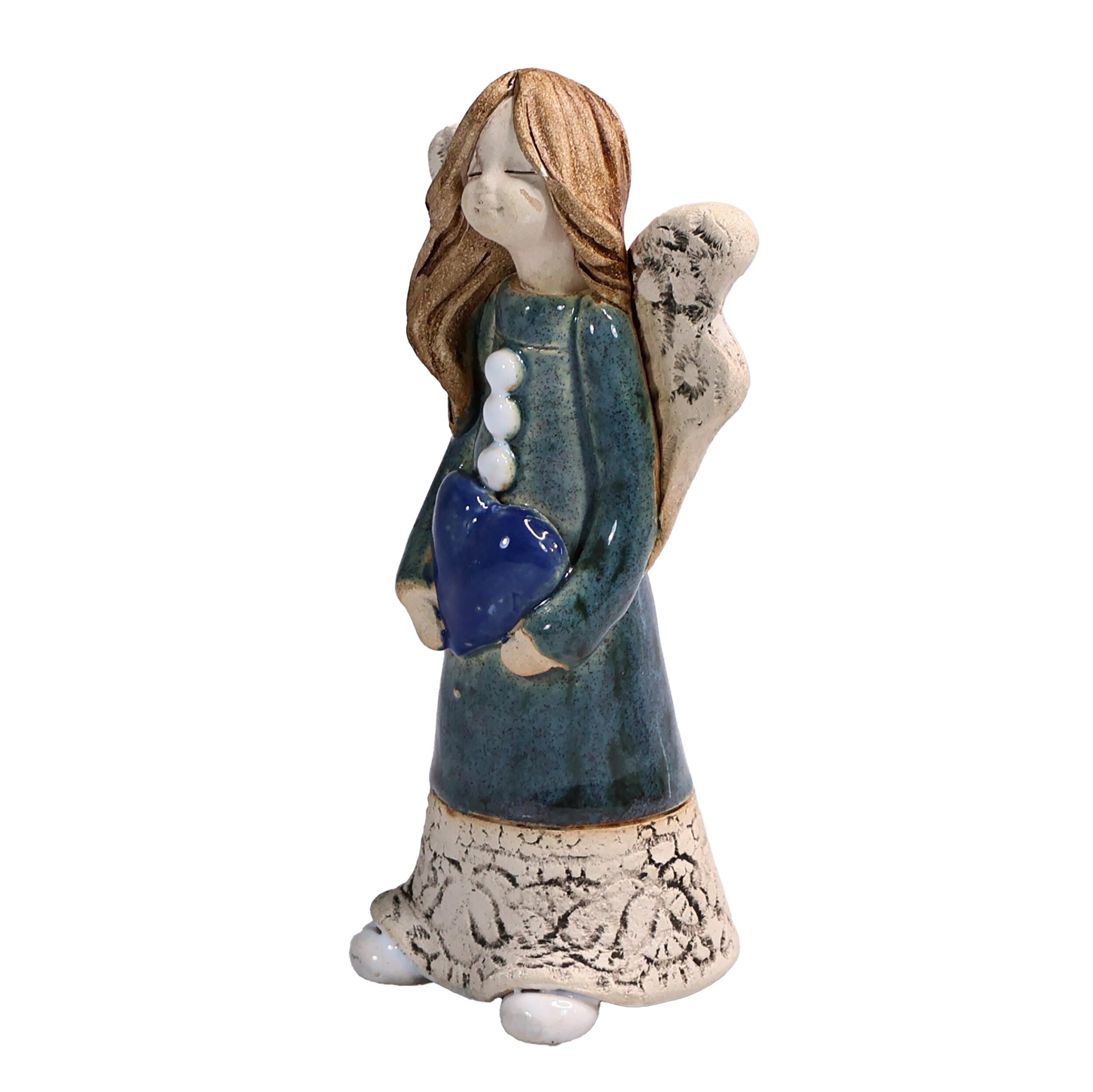 Angel Figurine with Blue Heart | Family is the Heart of Home