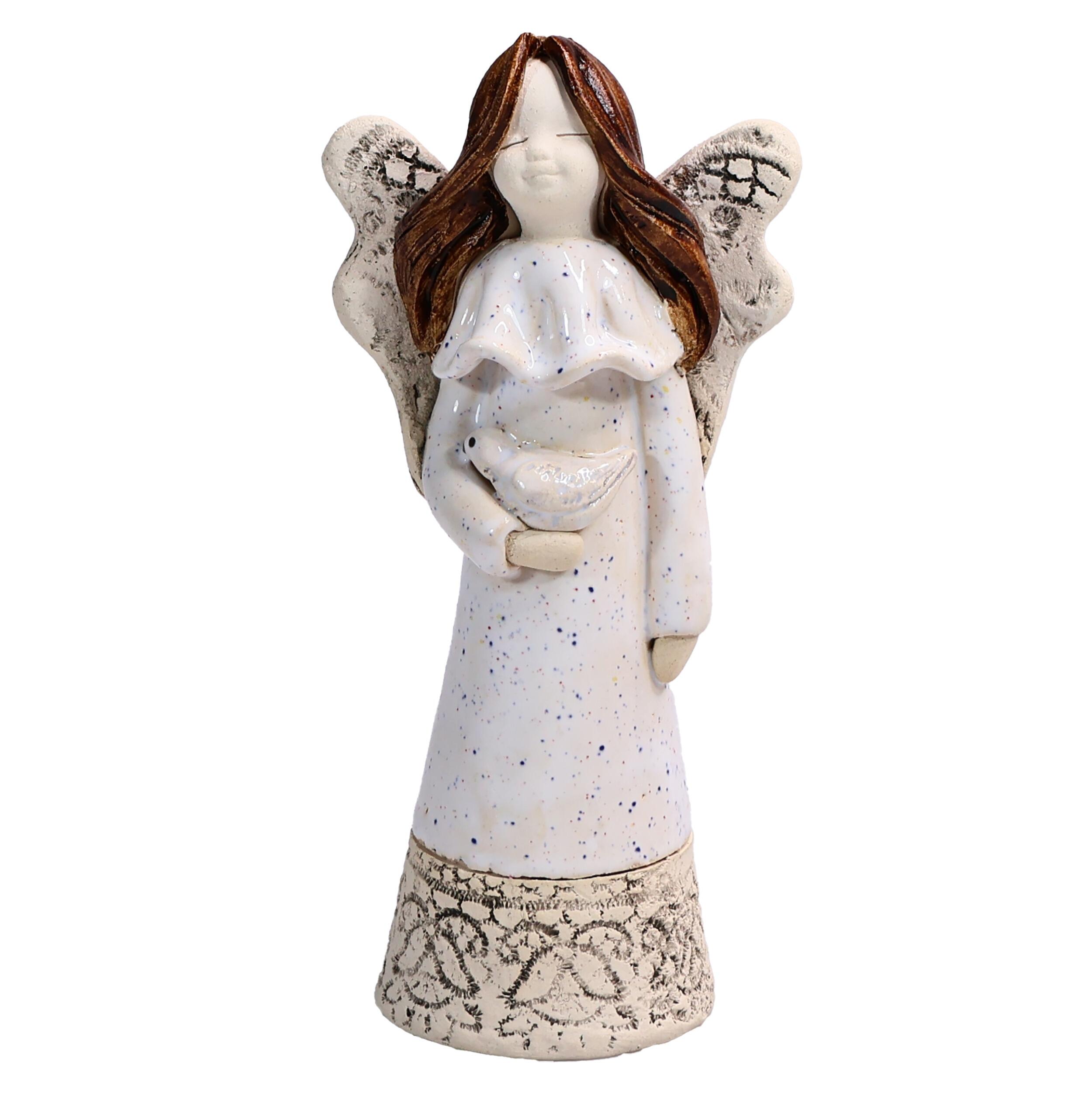 Handmade Ceramic Angel of Healing with White Dove | Healing Keepsake