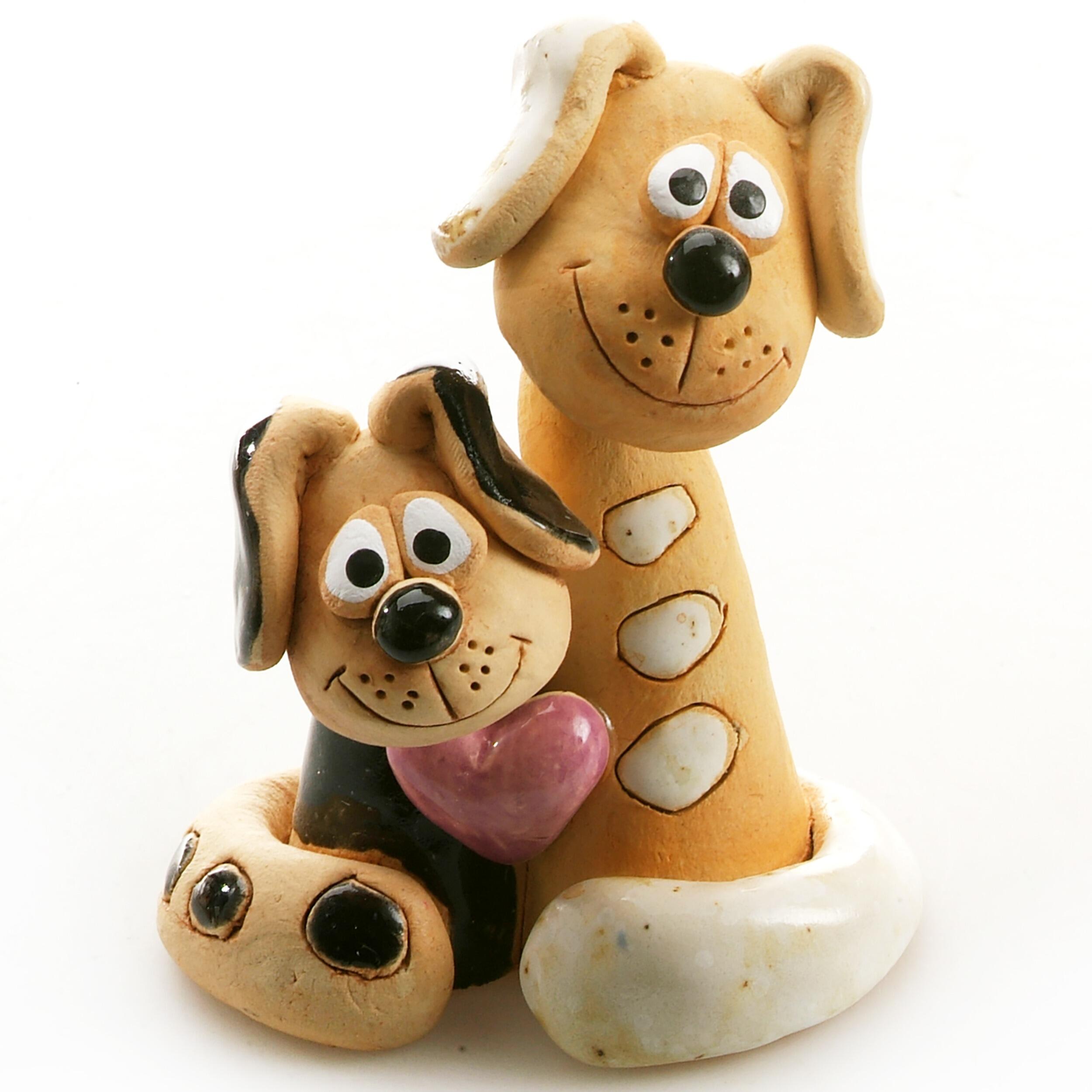 Magical Dog Couple with Pink Heart | Black & White Patches