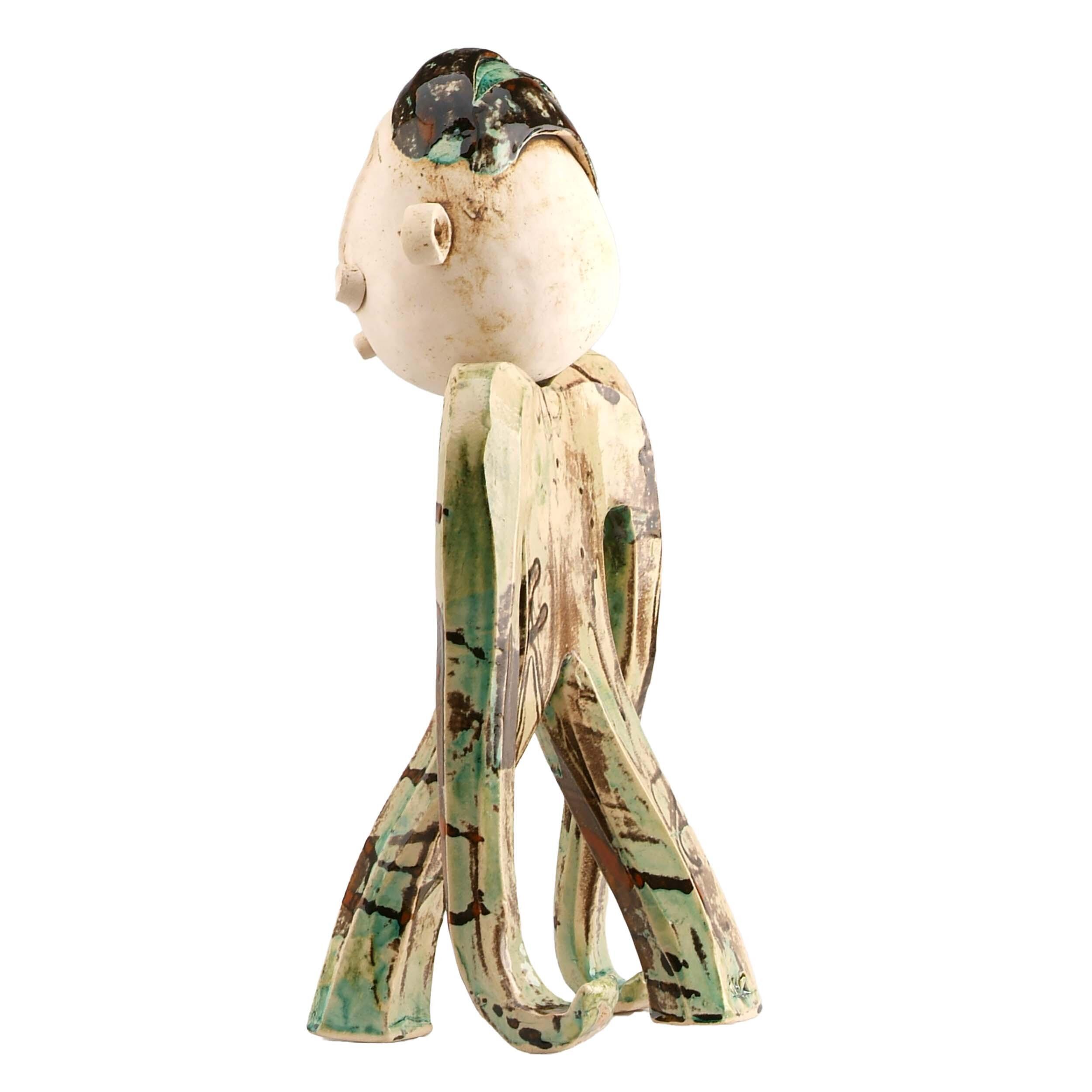Large Handmade Contemporary Ceramic Statue Quirky Mustache Man