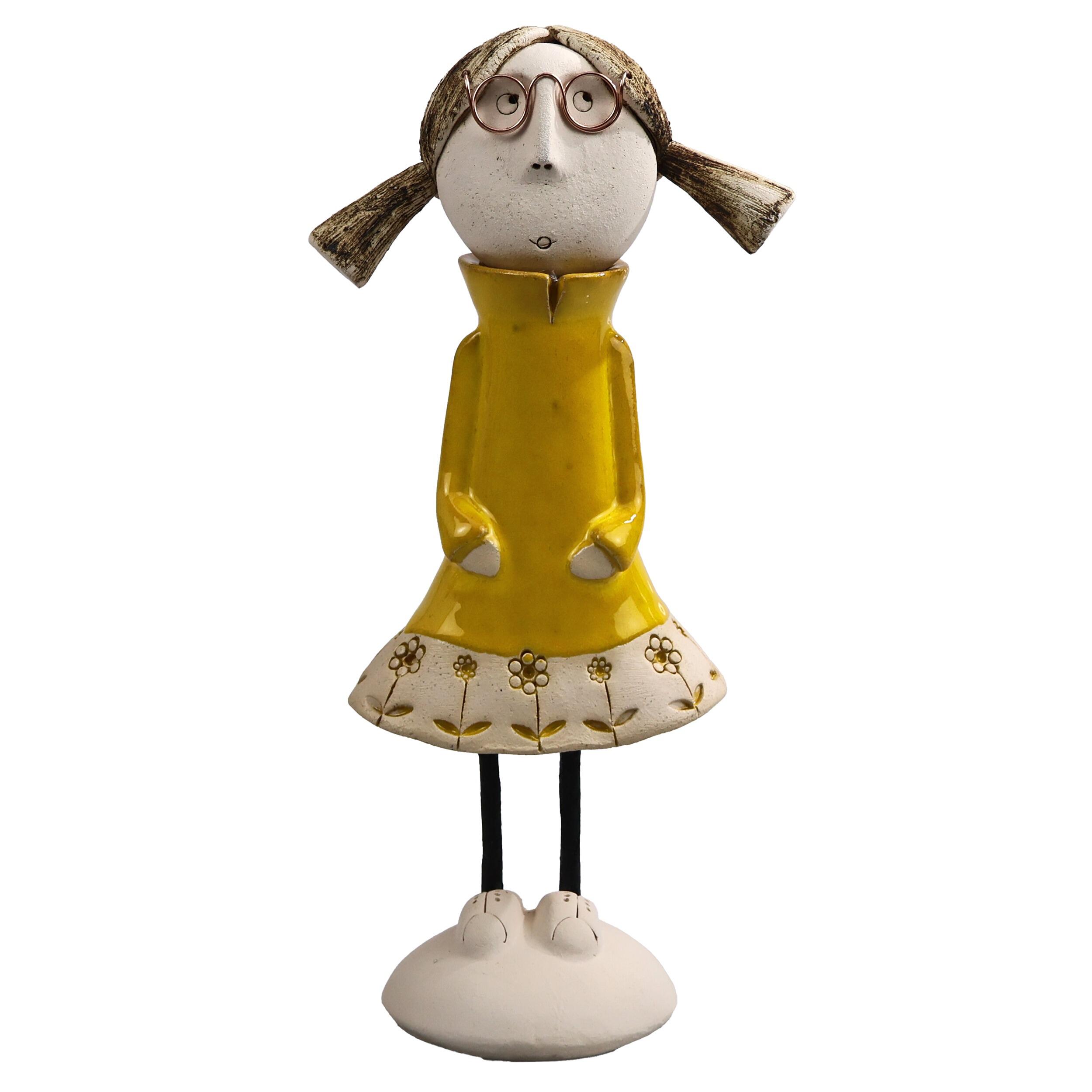 Handmade Ceramic Girl Figurine with Pigtails | Couples Home Décor Gift