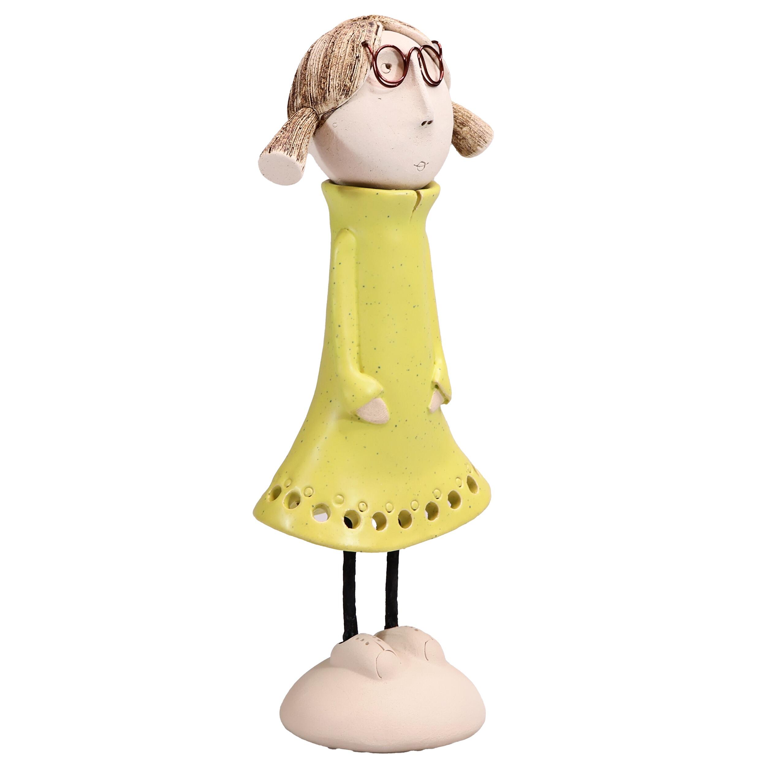 Handmade Ceramic Girl Figurine with Pigtails | Couples Home Décor Gift