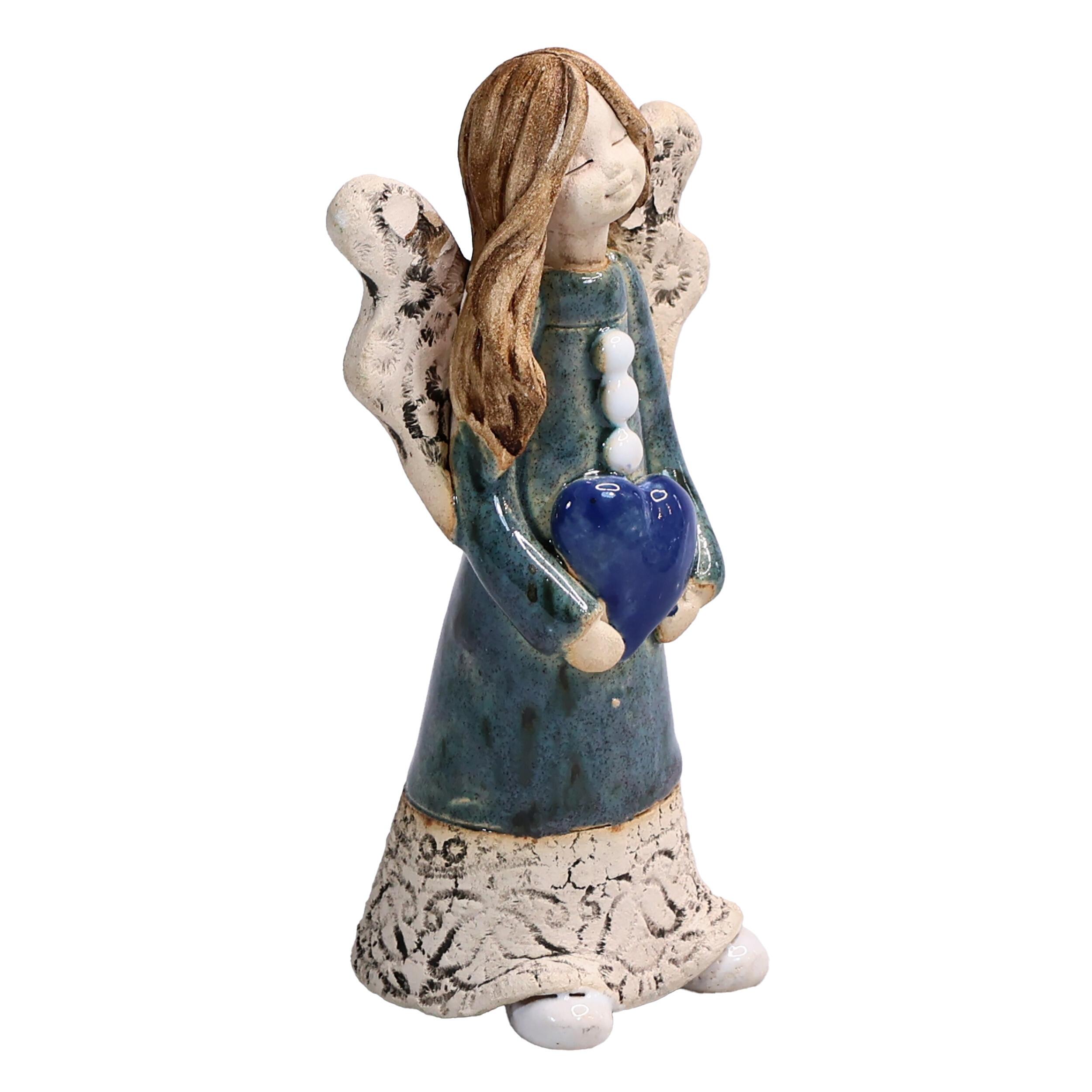Angel Figurine with Blue Heart | Family is the Heart of Home