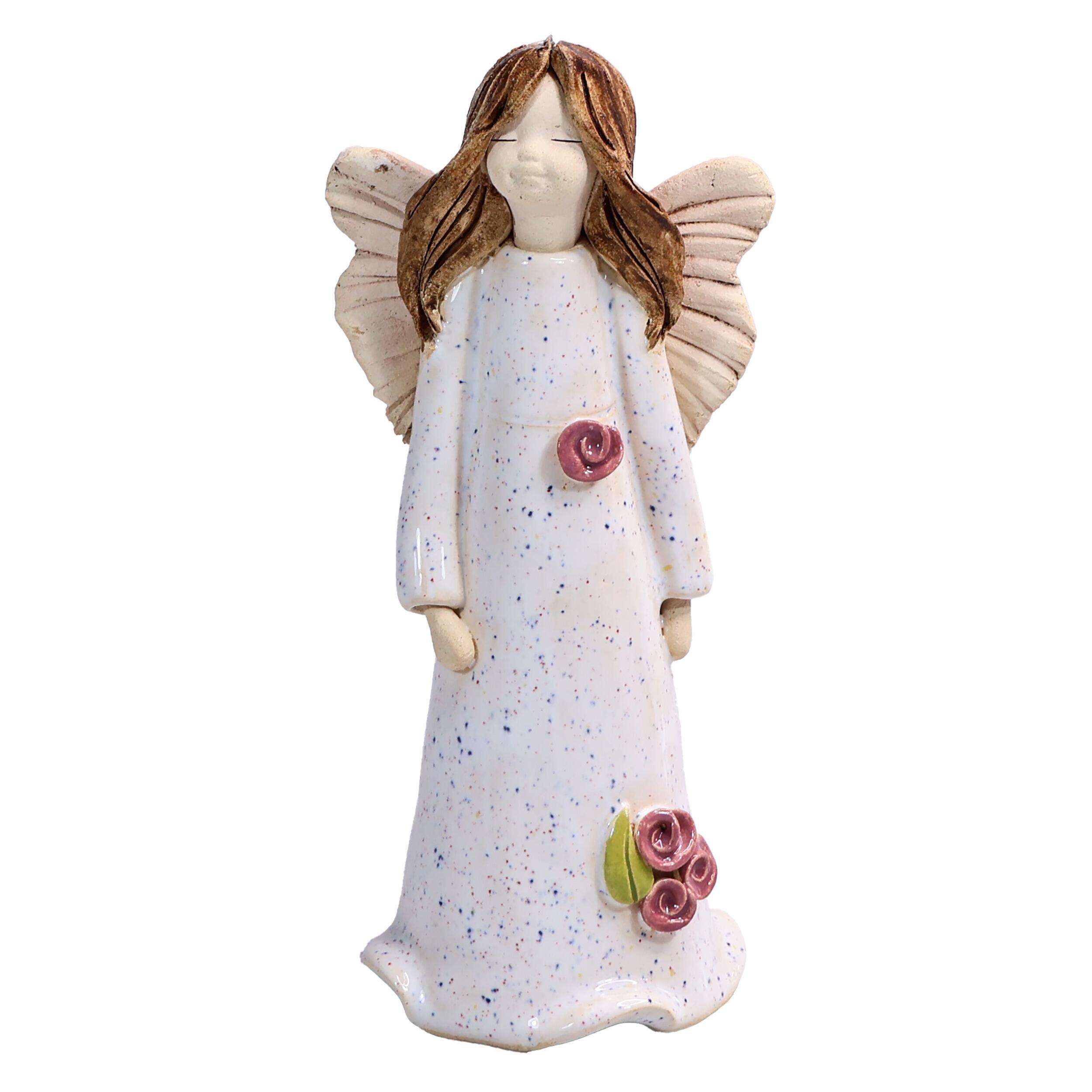 Angel Figurine in White with Roses | Angel of Well-being