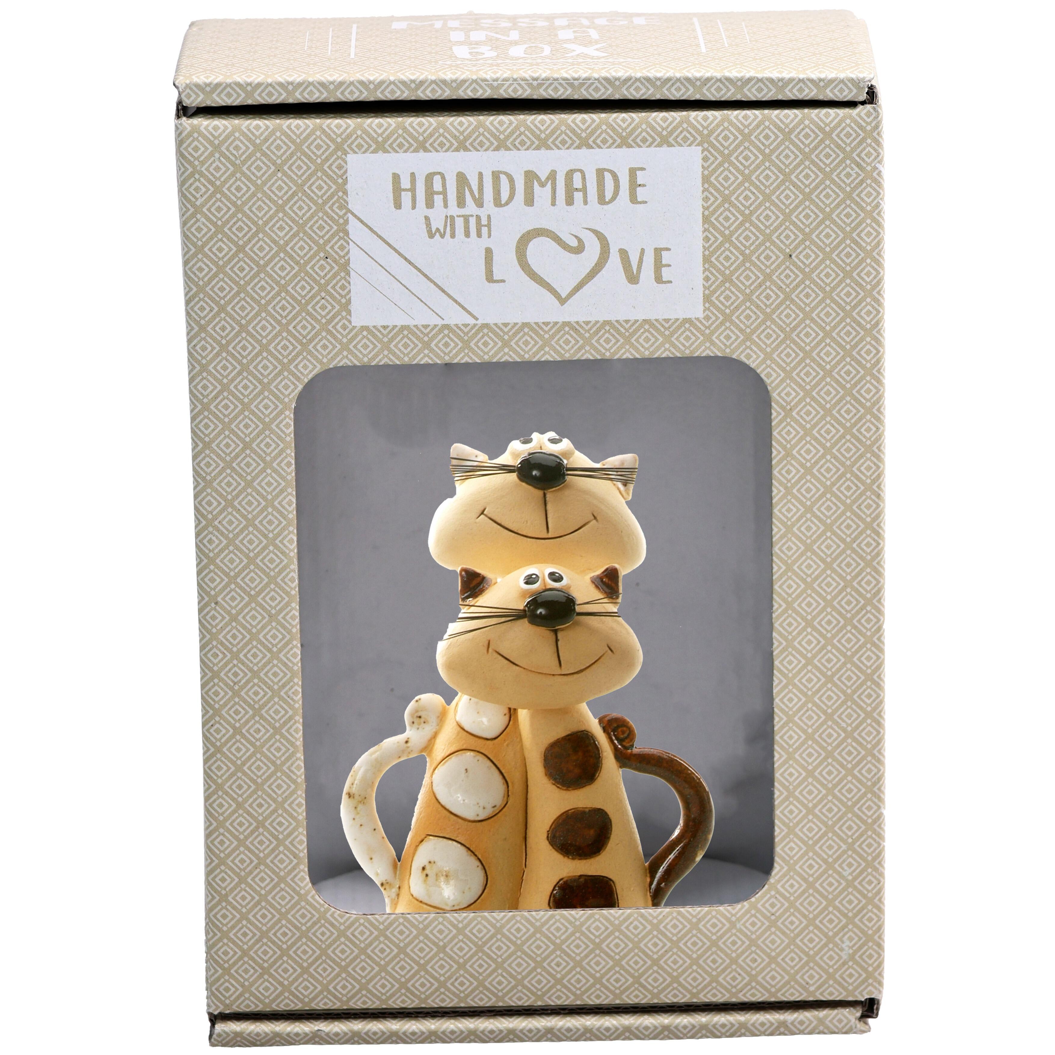 Magical Tabby Cat Pair Ceramic Figurine | Hanging out together