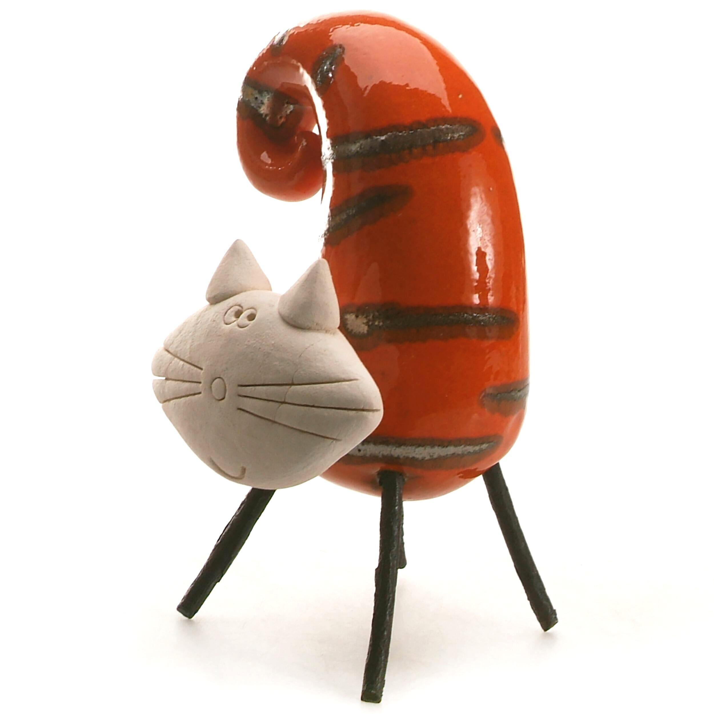 Spiral Tail Cat Ornament with Wire Legs