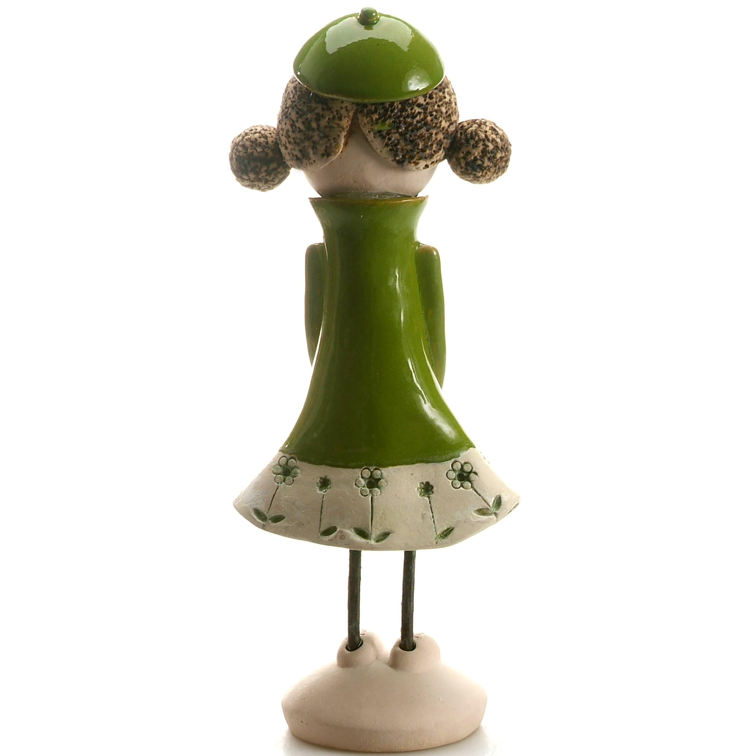 Handmade Ceramic Girl Figurine with Rounded Bunches | Home Décor Gift