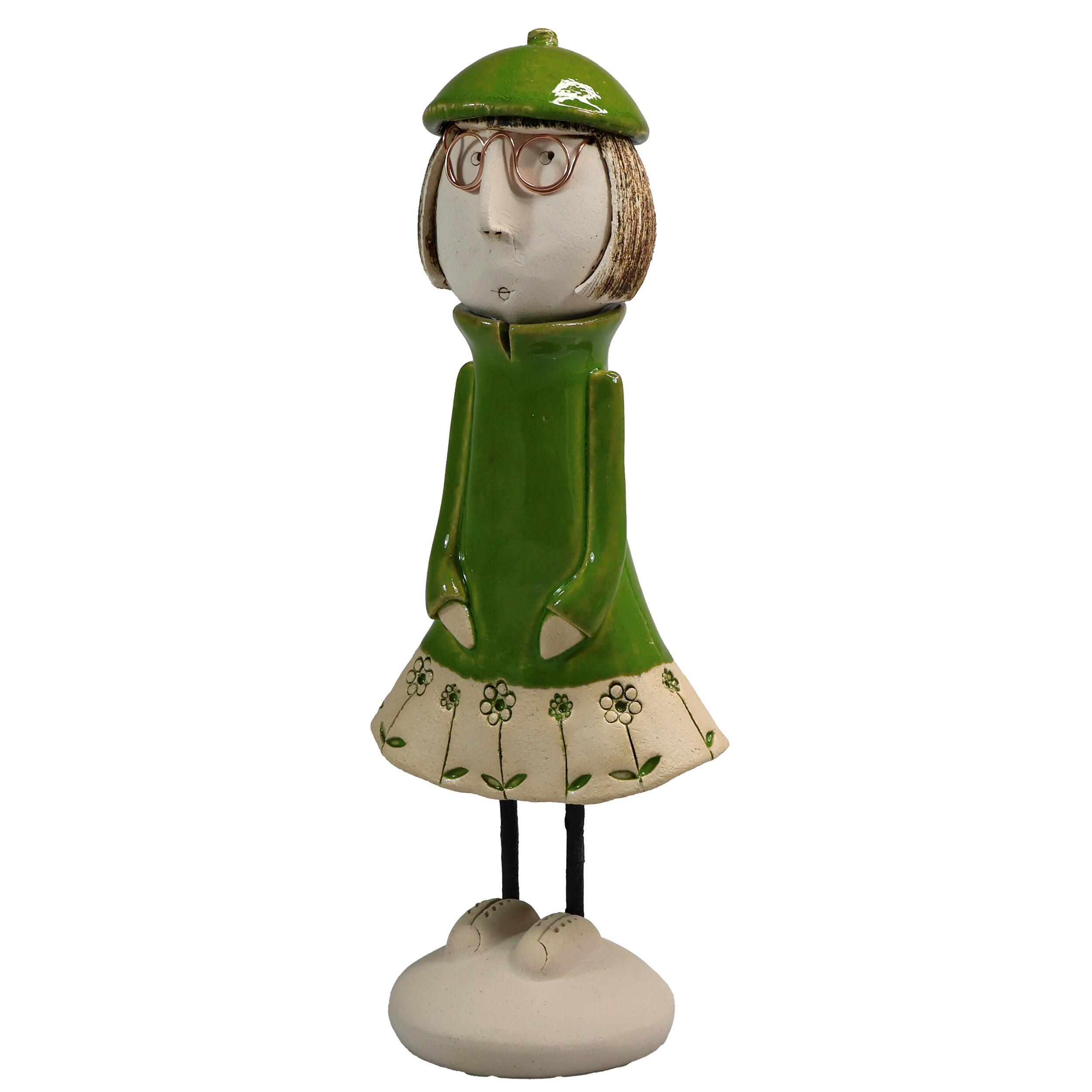 Handmade Ceramic Girl Figurine with Bob Hairstyle | Couples Home Décor Gift