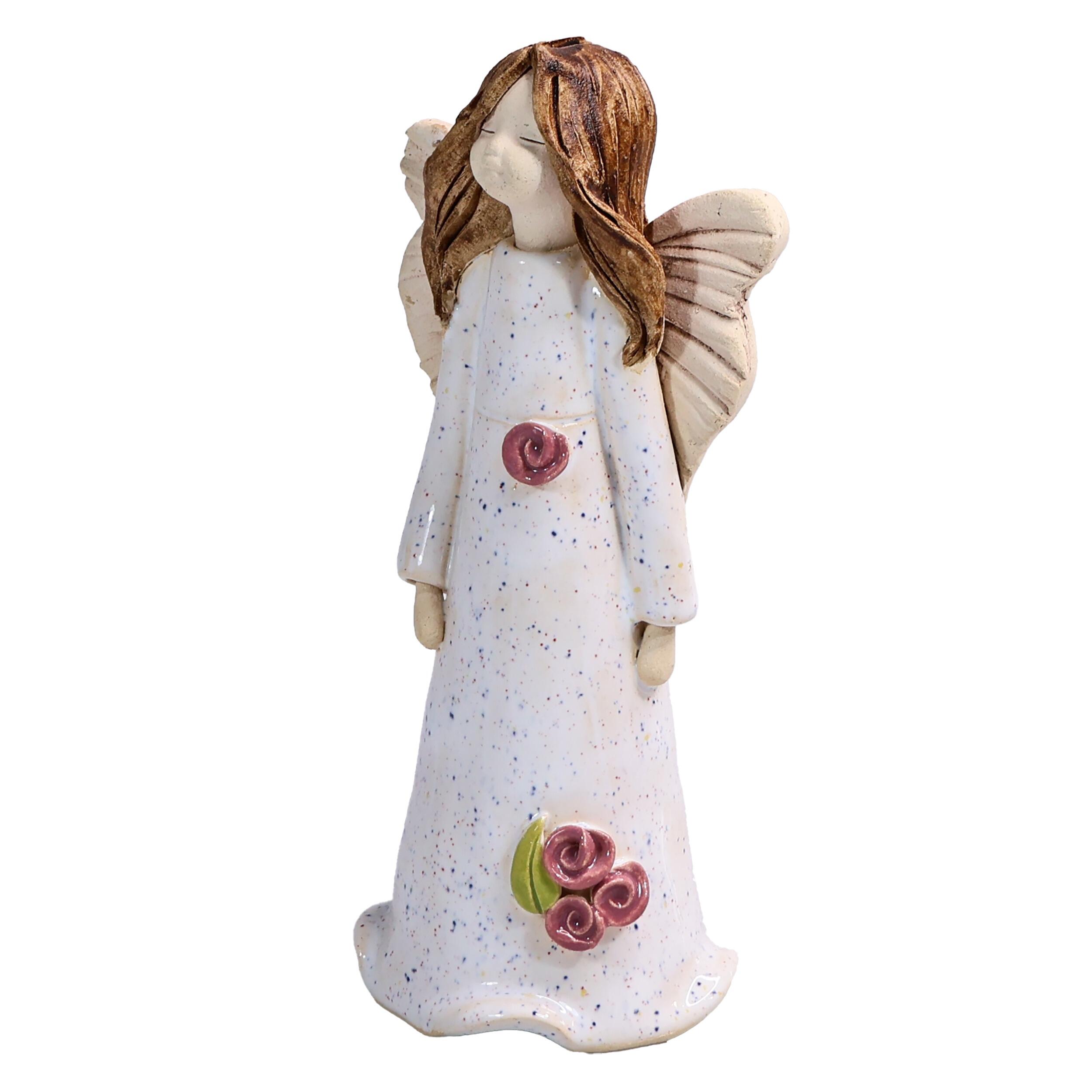 Angel Figurine in White with Roses | Angel of Well-being