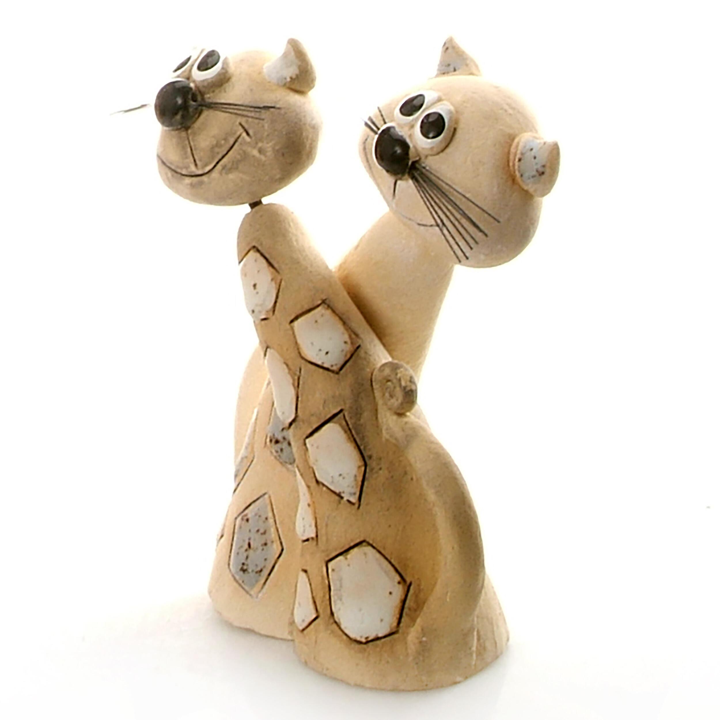 Magical Pair of Tabby Cats Ceramic Figurine | Handmade Gift
