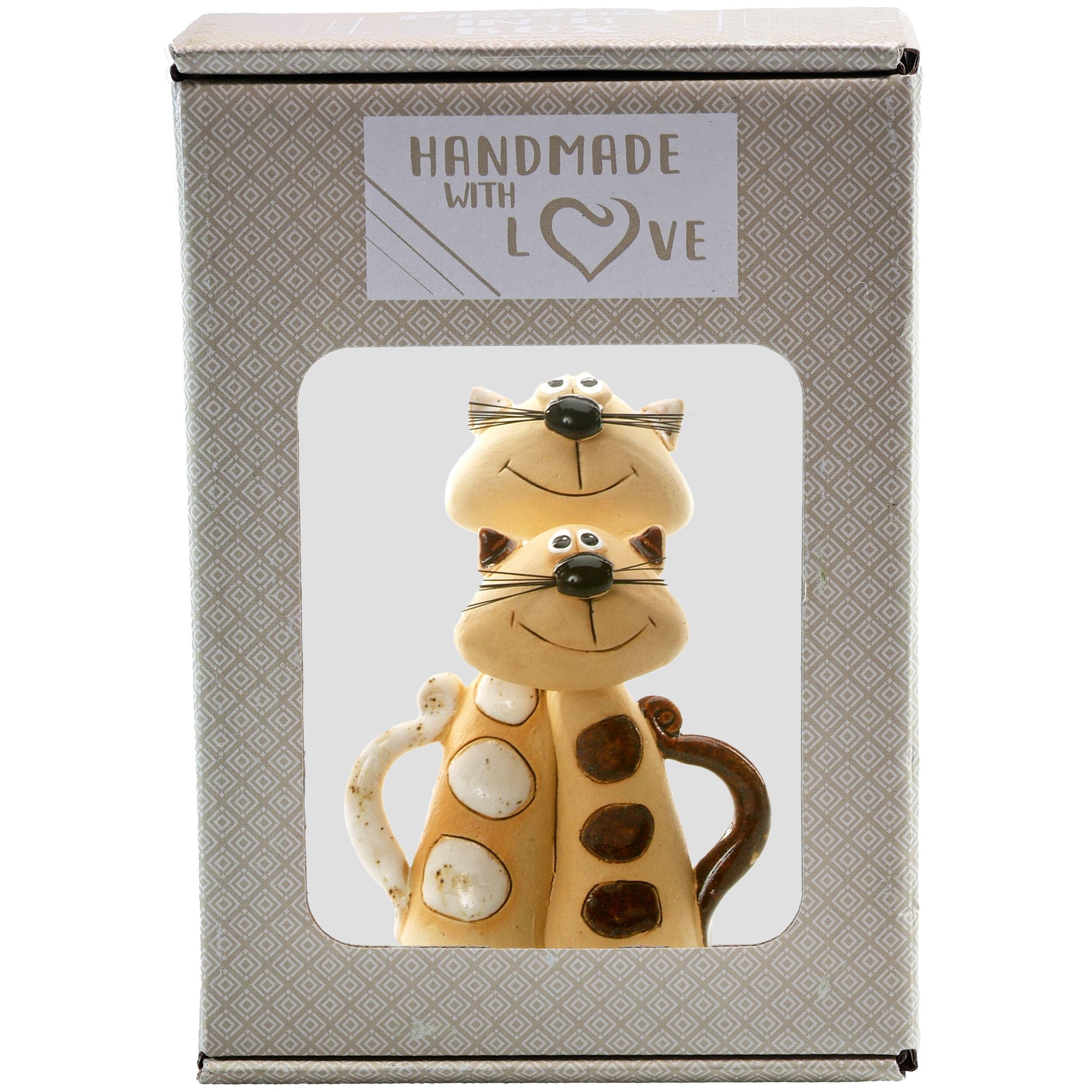 Magical Tabby Cat Pair Ceramic Figurine | Hanging out together