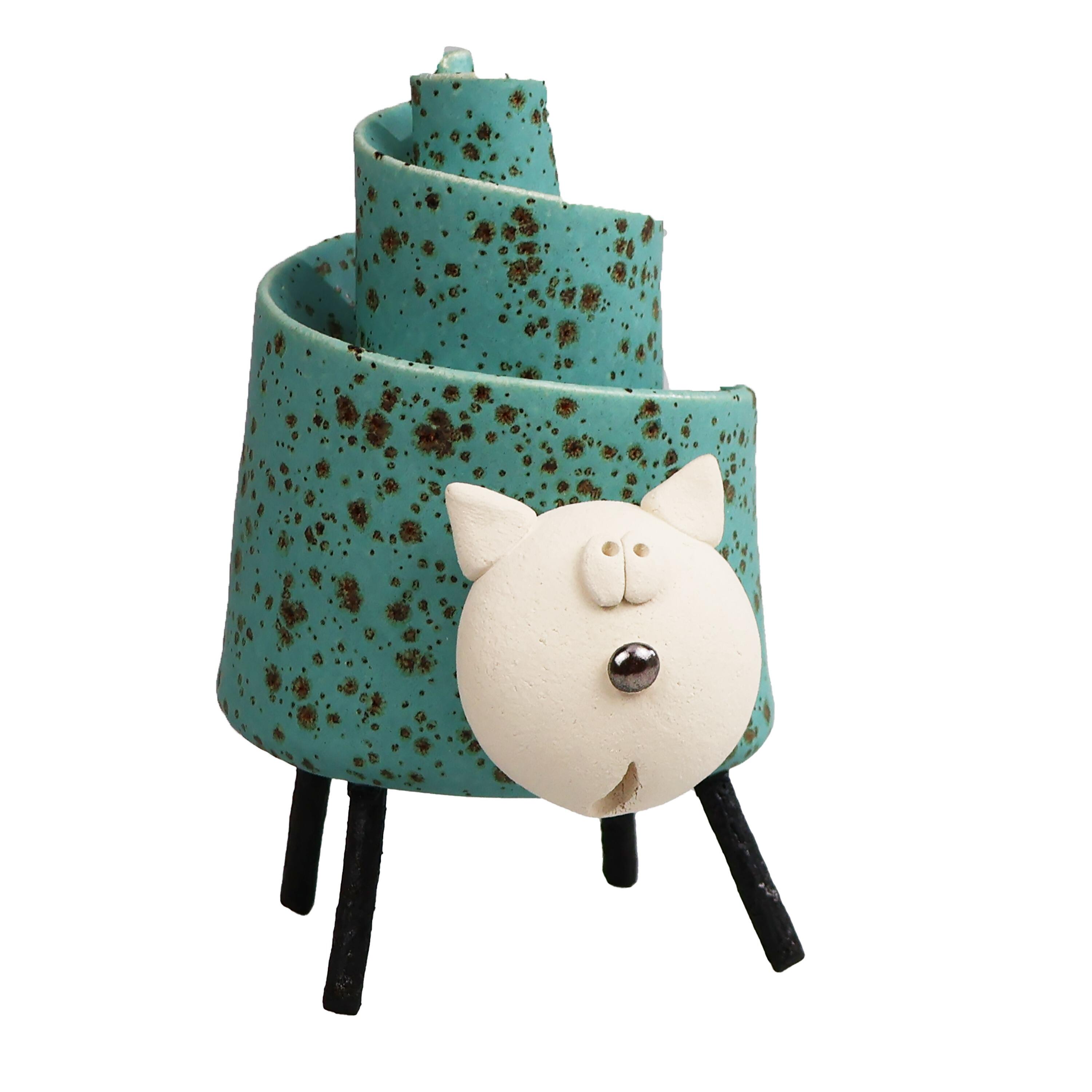 Handmade Ceramic Twist Cat Ornament | Artisan Pottery Cat Sculpture | Unique Home Décor Gift for Cat Lovers