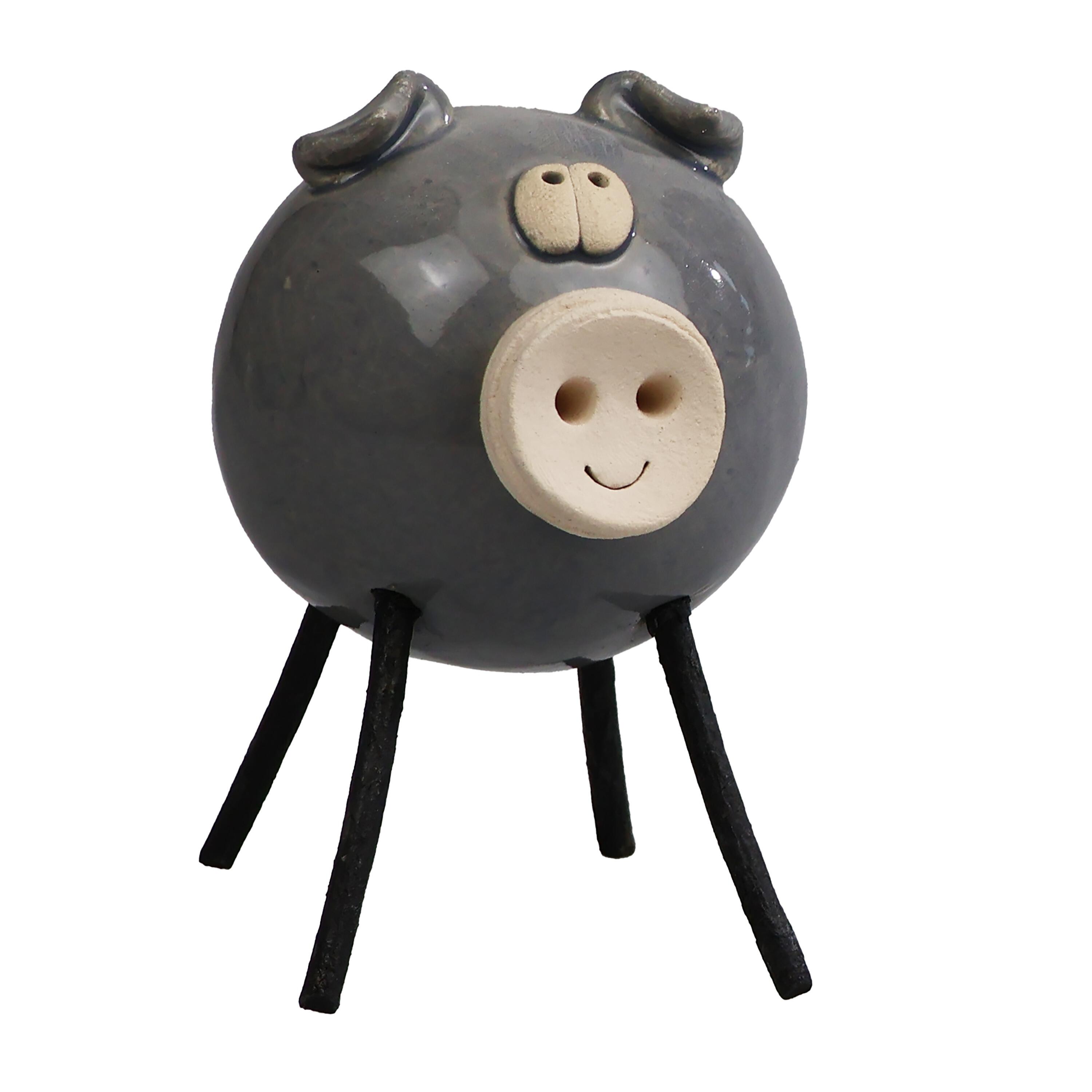 Rounded Piglet with Wire Legs Figurine | Various Colours