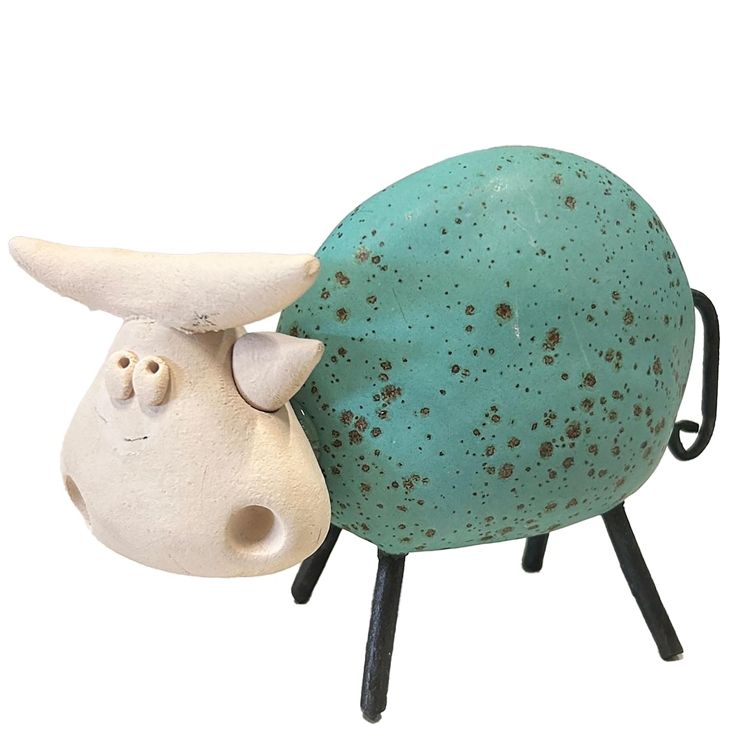 Happy Cow with Metal Legs Ornament | Various Colours