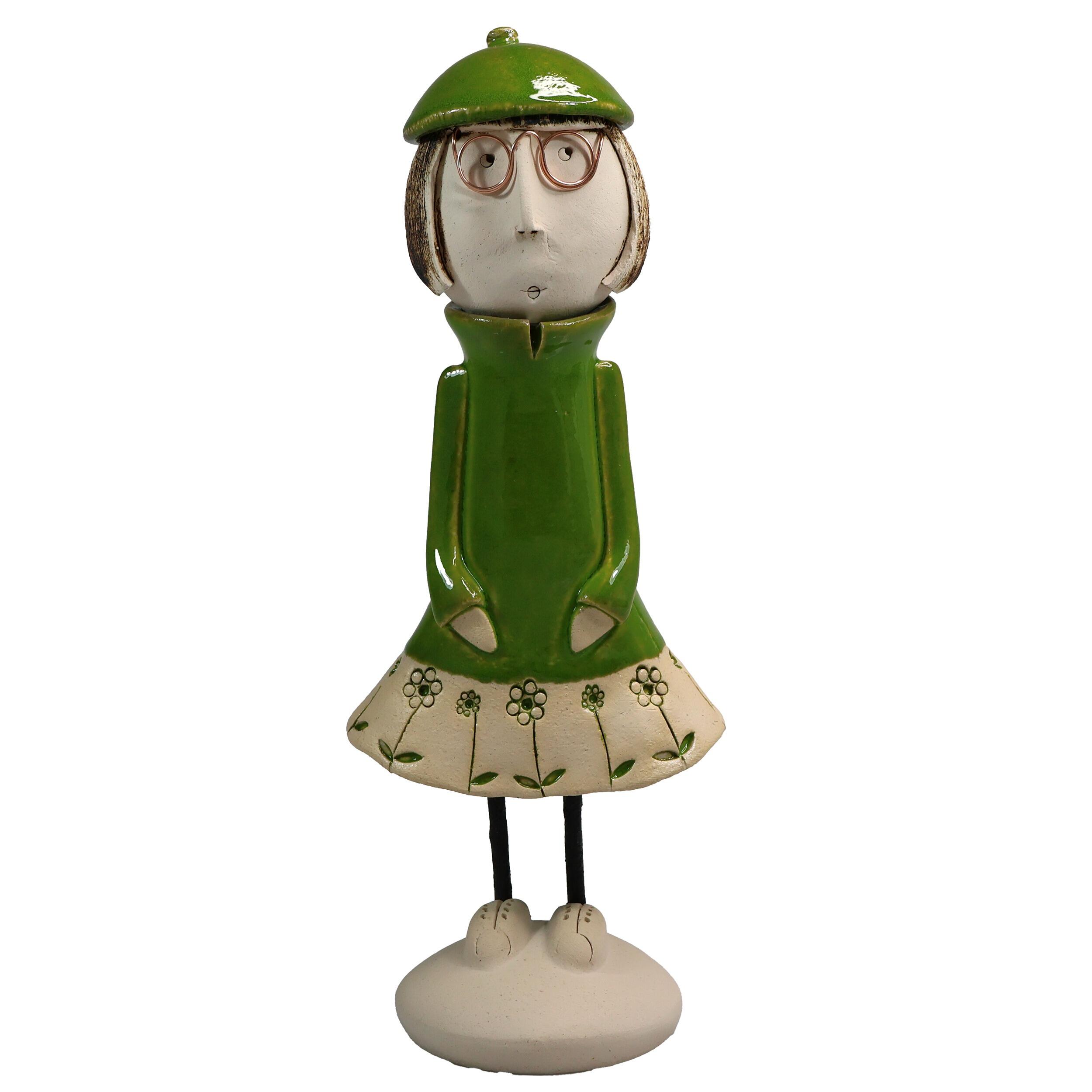 Handmade Ceramic Girl Figurine with Bob Hairstyle | Couples Home Décor Gift