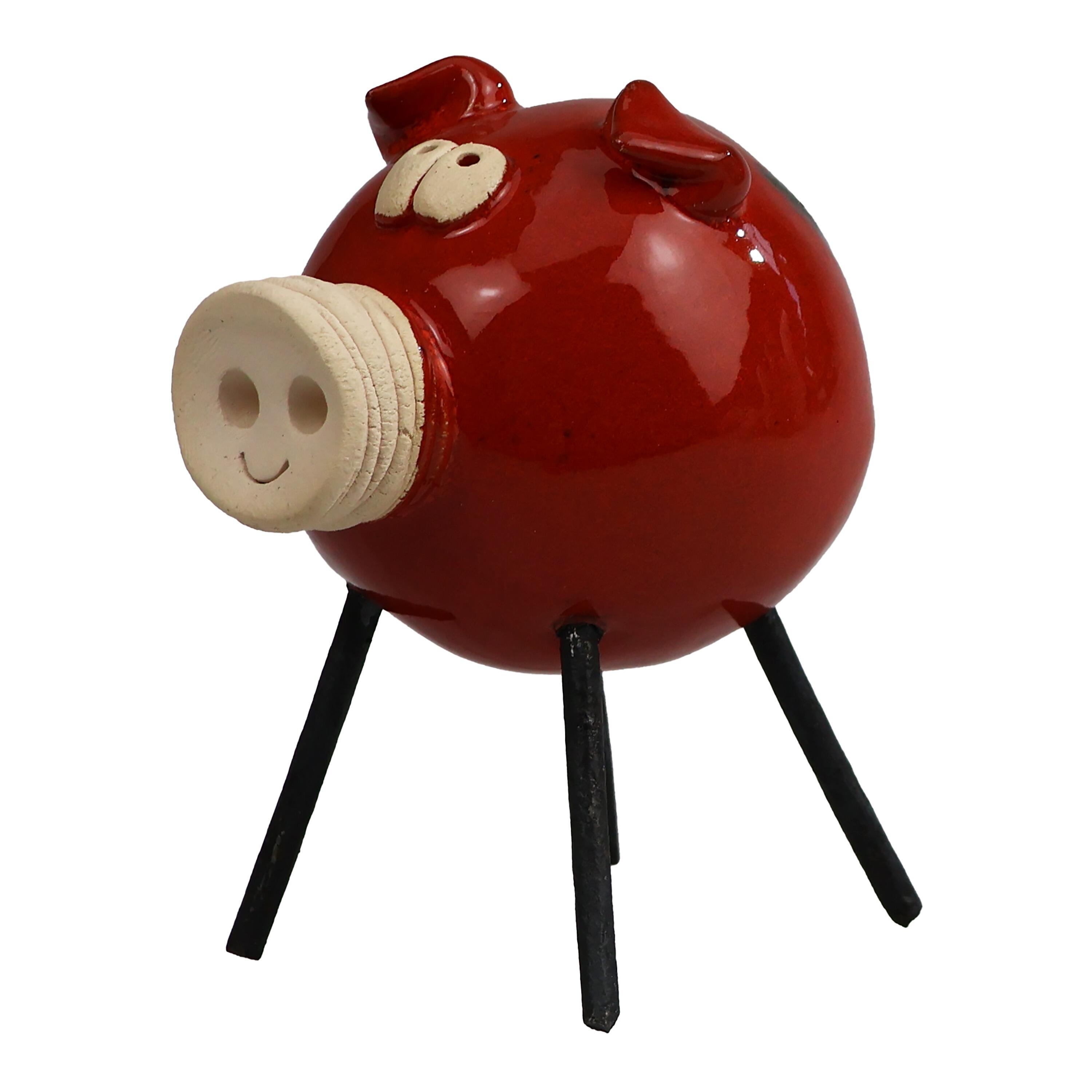 Rounded Piglet with Wire Legs Figurine | Various Colours