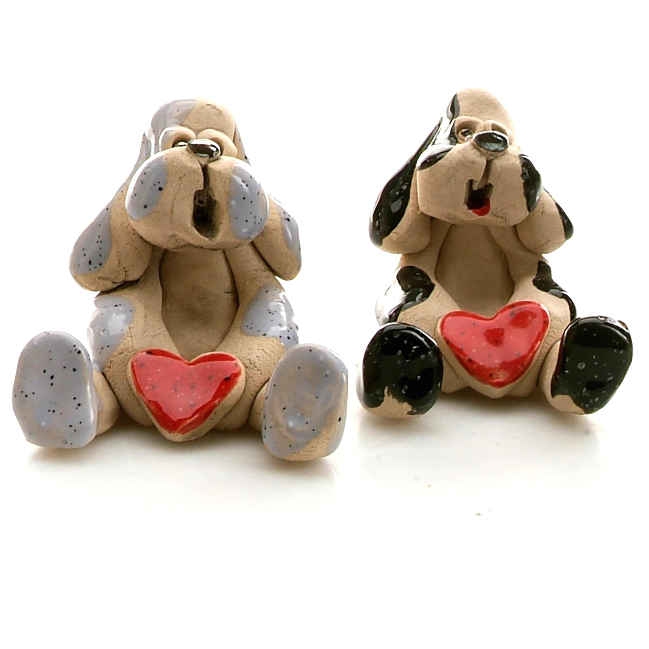 Small Sitting Dogs with Red Heart Figurine | Various Colours